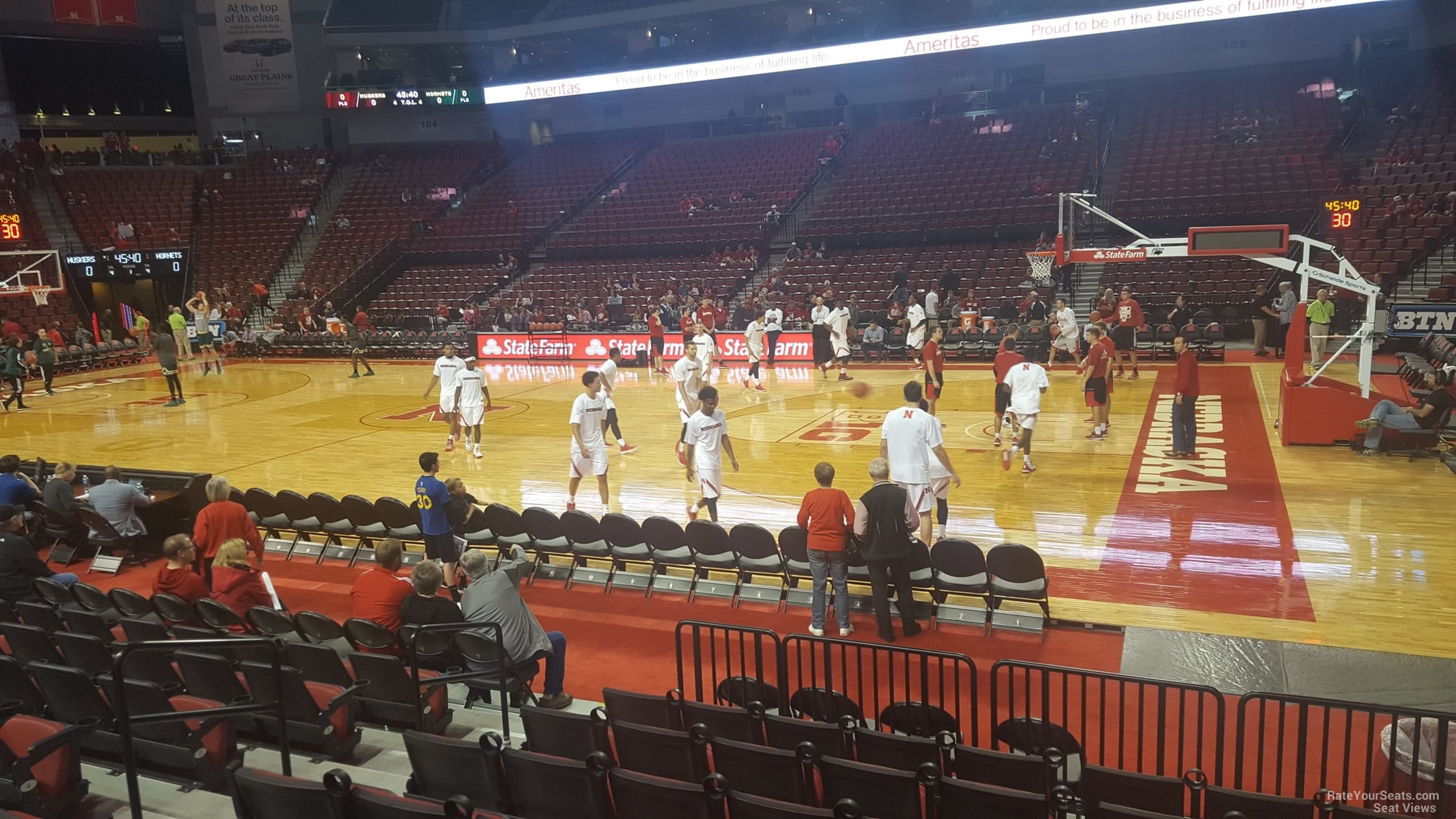 section 105, row 8 seat view  for basketball - pinnacle bank arena