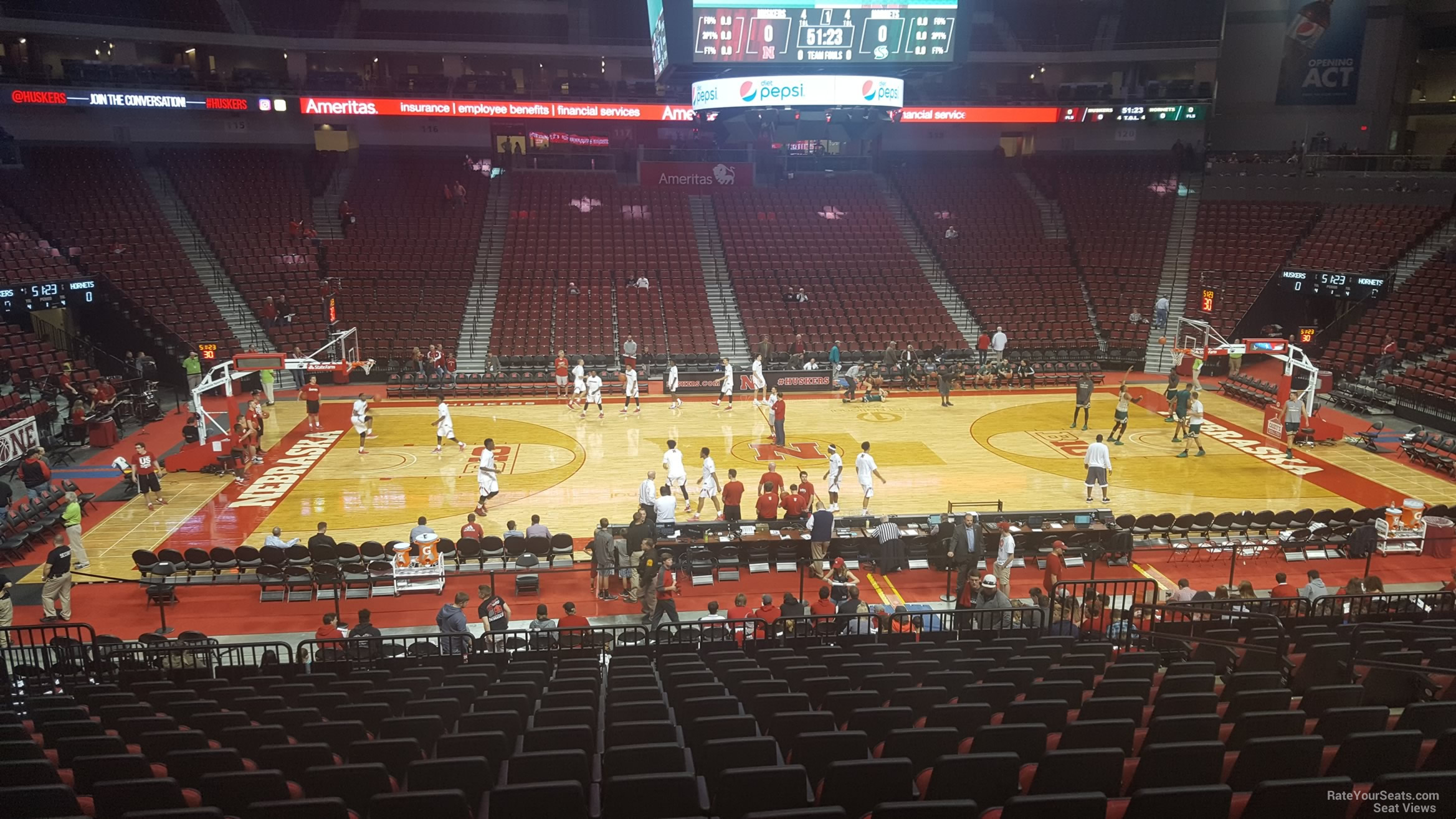 section 118, row 24 seat view  for basketball - pinnacle bank arena