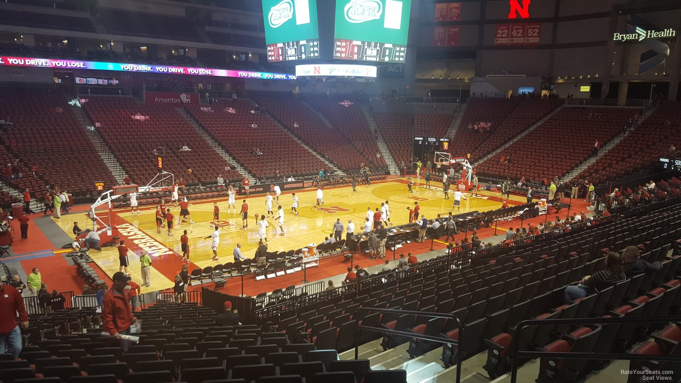 section 120, row 24 seat view  for basketball - pinnacle bank arena