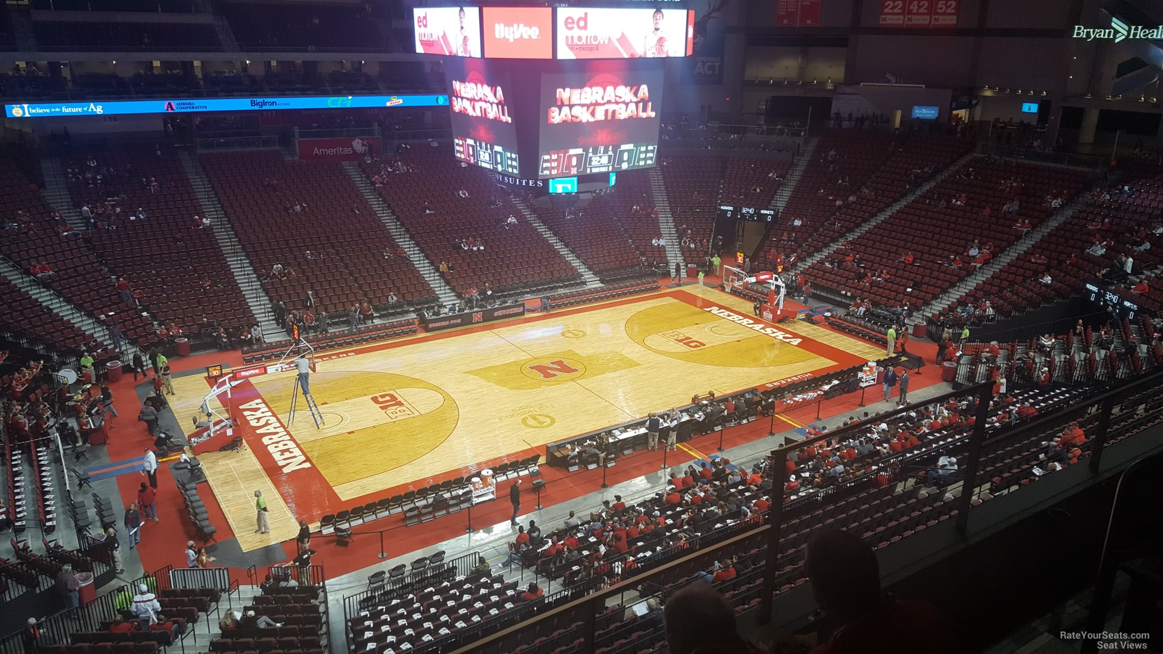 section 206, row 3 seat view  for basketball - pinnacle bank arena