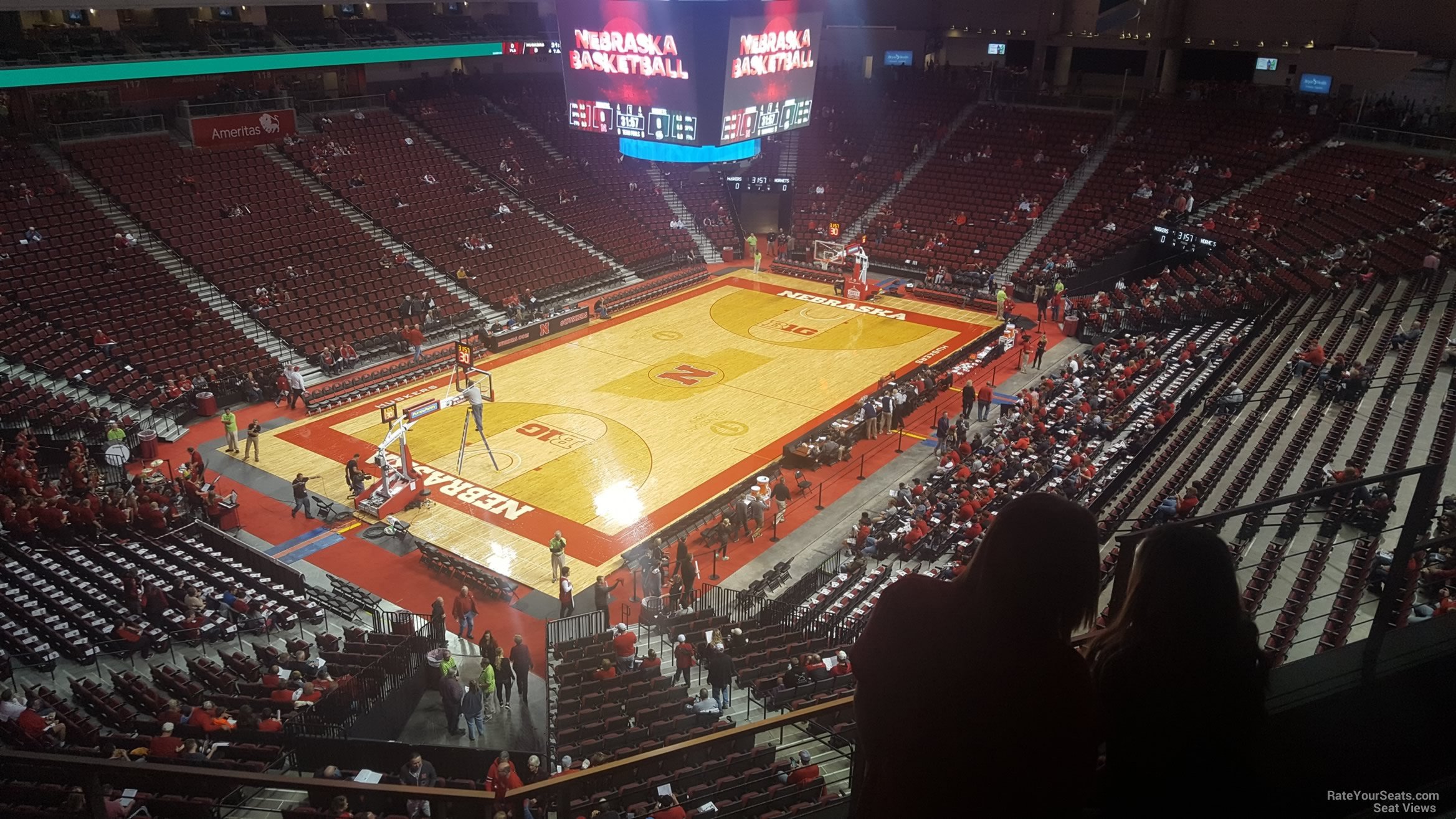 section 208, row 3 seat view  for basketball - pinnacle bank arena
