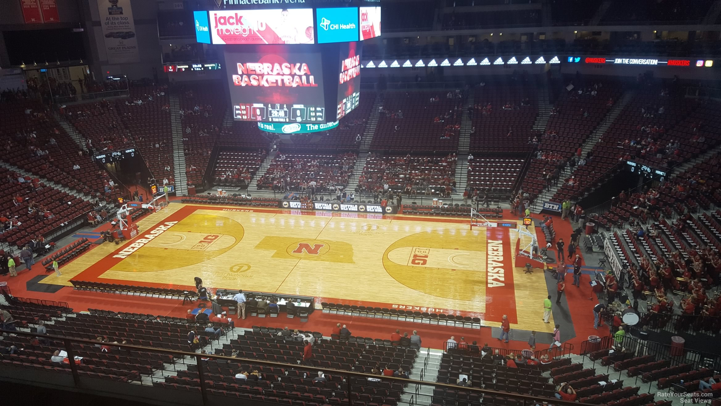 section 218, row 3 seat view  for basketball - pinnacle bank arena