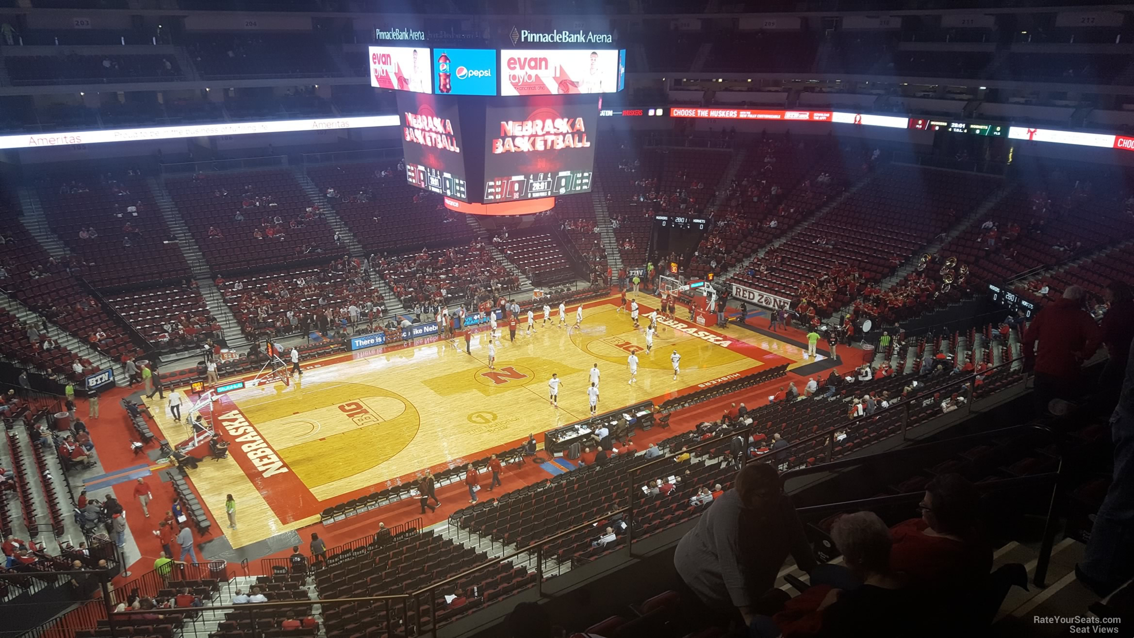 section 221, row 3 seat view  for basketball - pinnacle bank arena