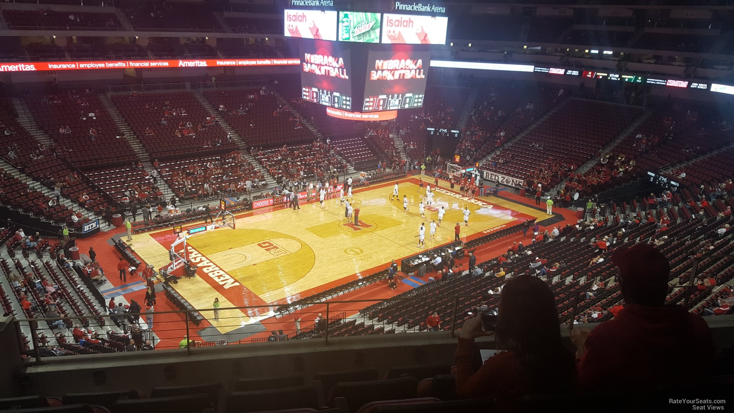 section 222, row 3 seat view  for basketball - pinnacle bank arena