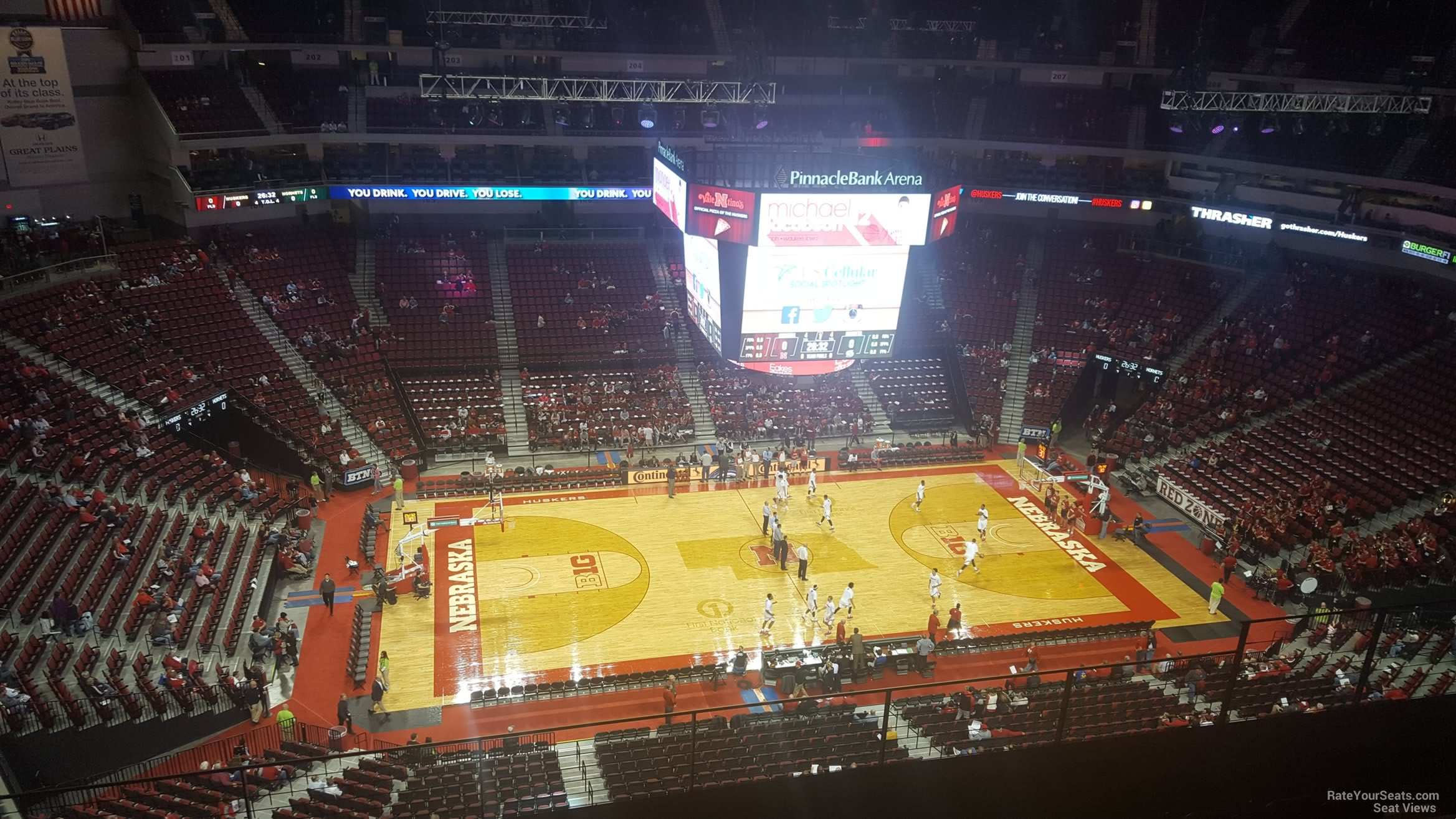 section 320, row 6 seat view  for basketball - pinnacle bank arena