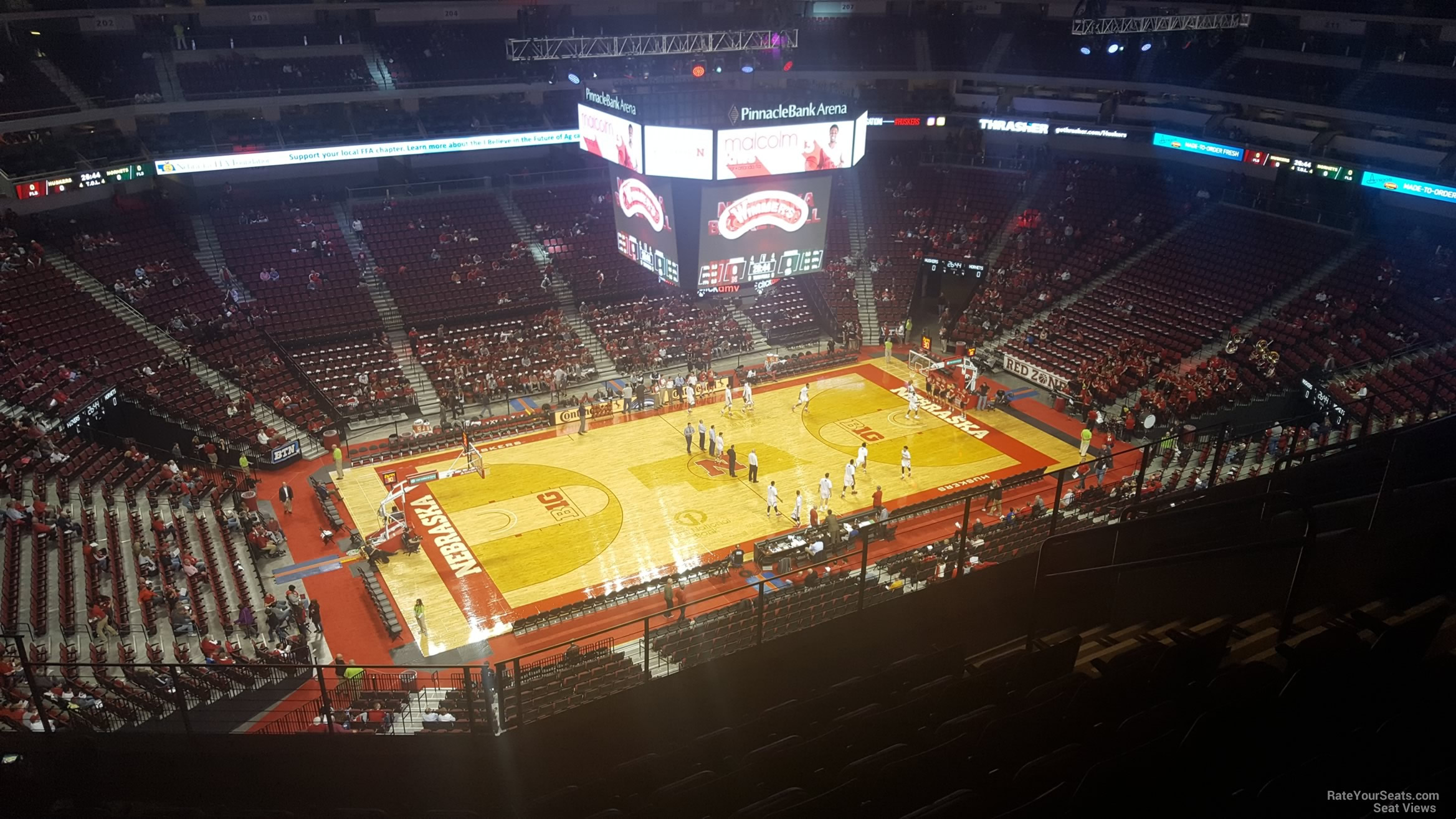 section 321, row 6 seat view  for basketball - pinnacle bank arena