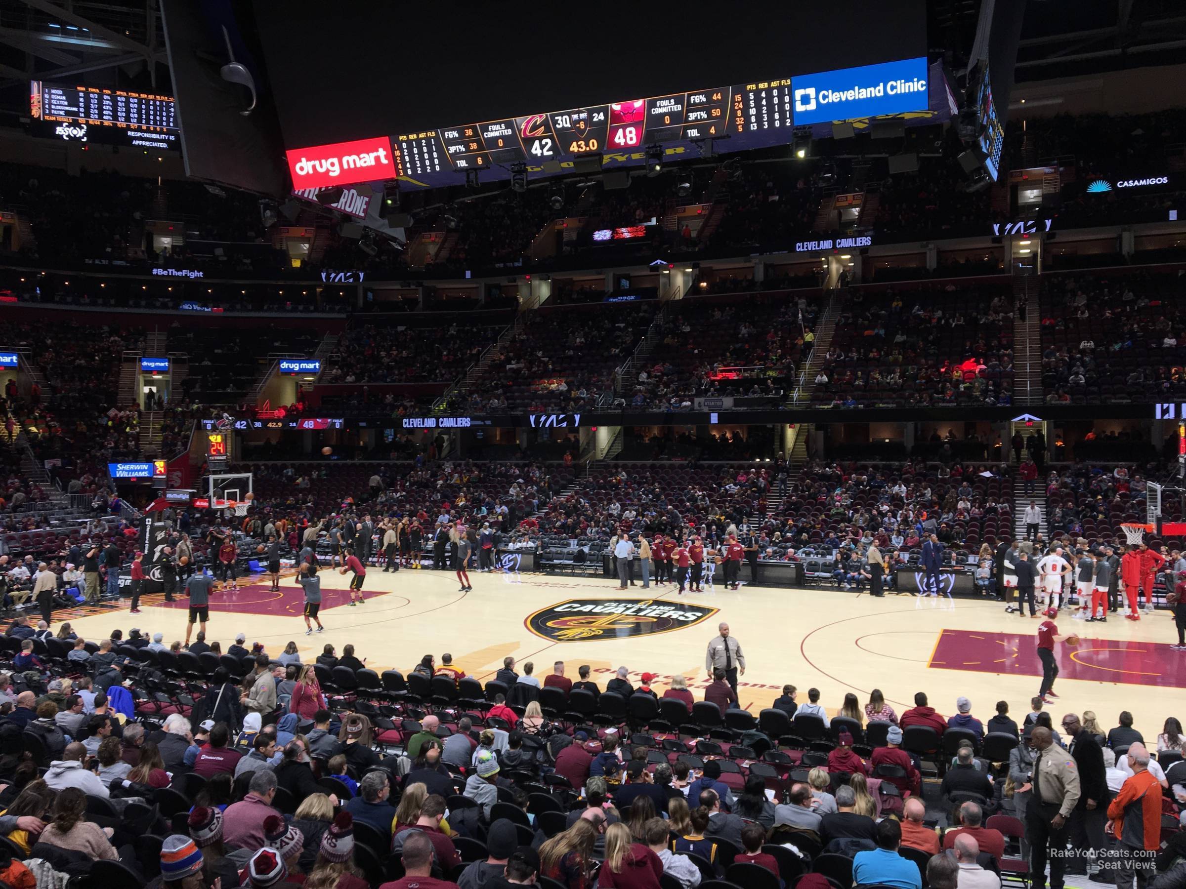 section 120, row 14 seat view  for basketball - rocket arena