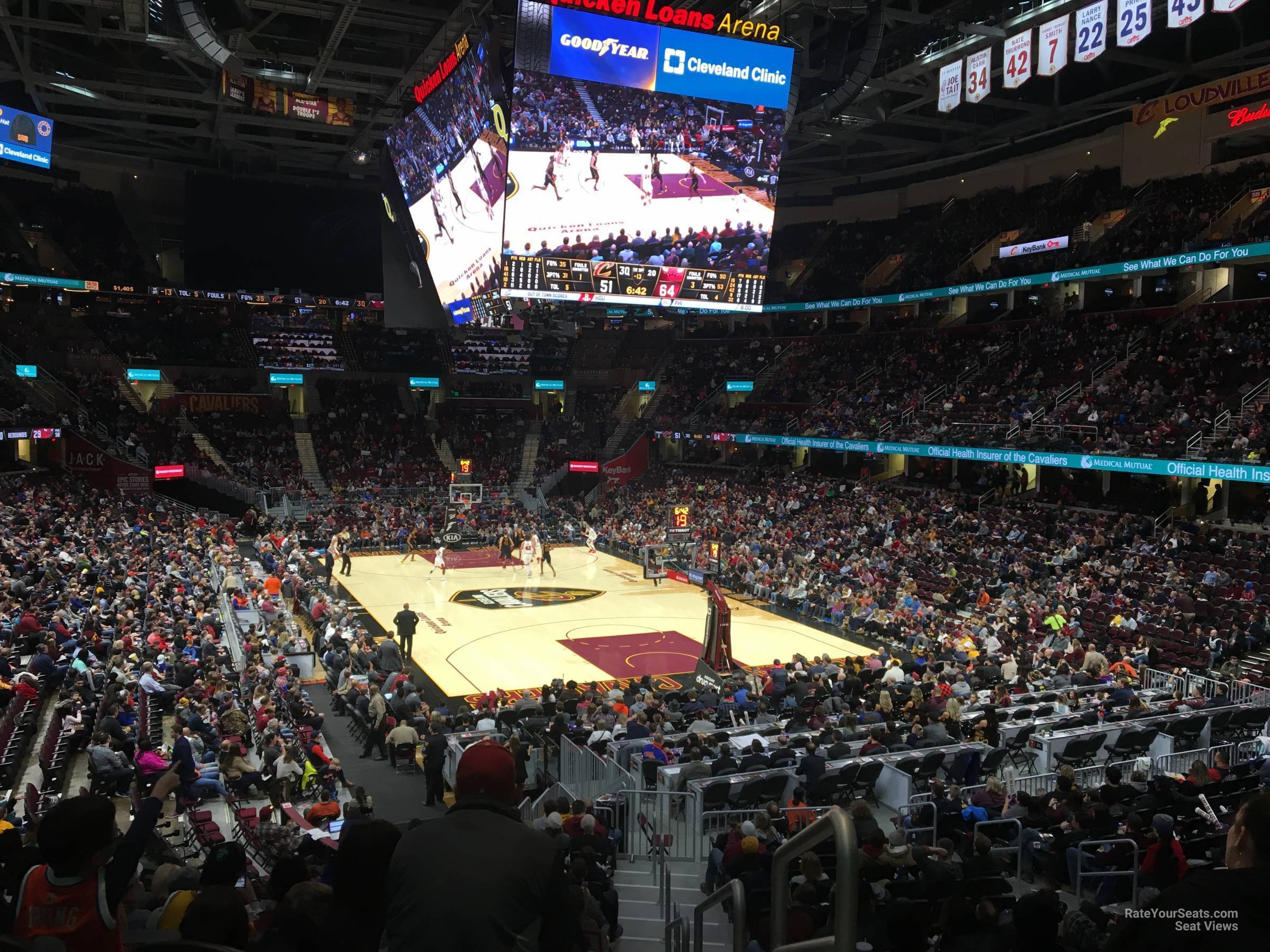 section m102, row 1 seat view  for basketball - rocket mortgage fieldhouse