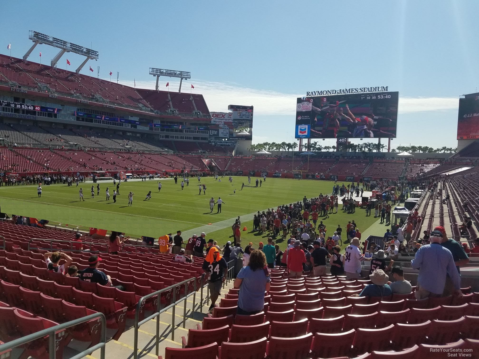 section 102, row x seat view  for football - raymond james stadium