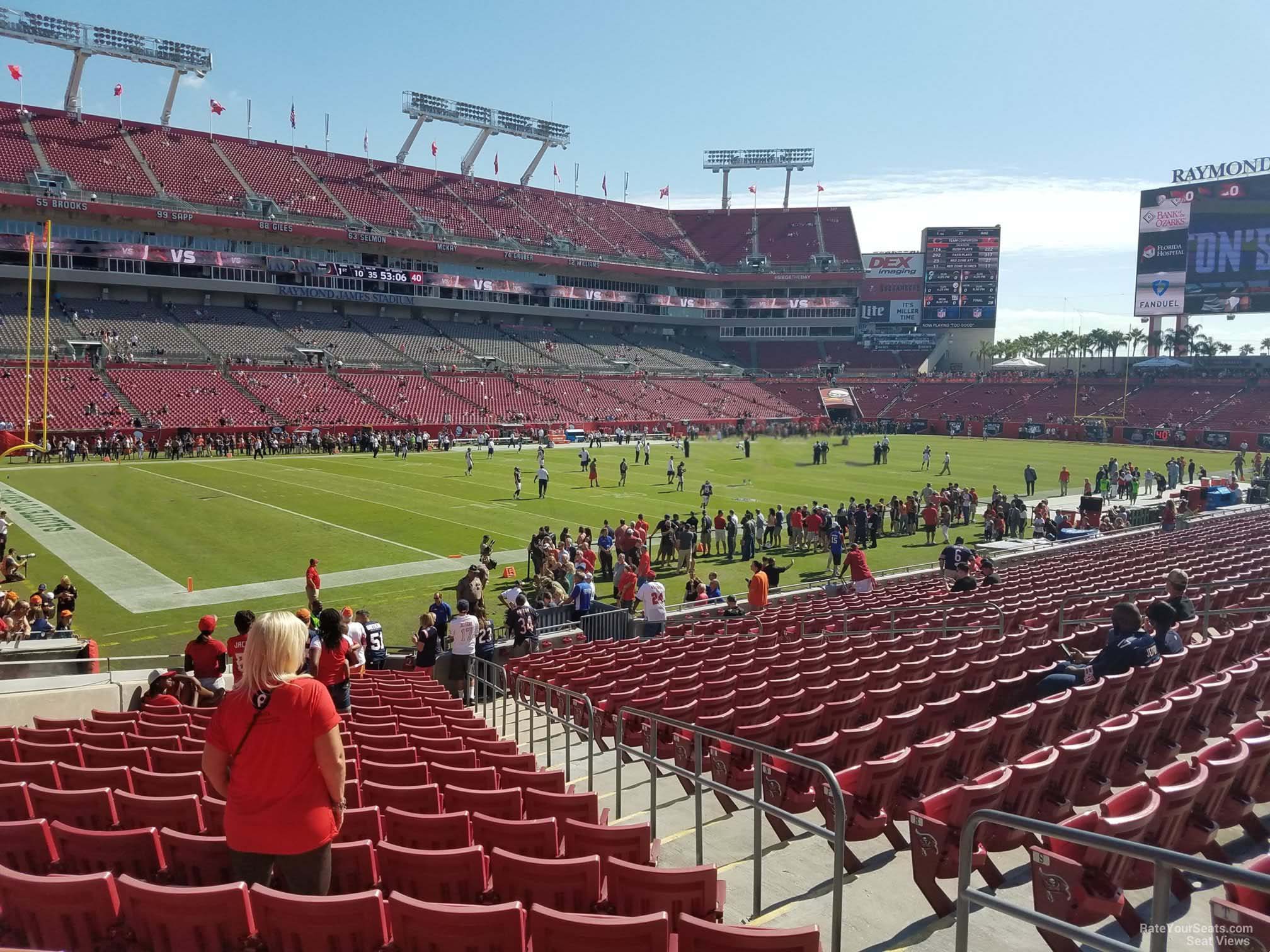 section 103, row x seat view  for football - raymond james stadium