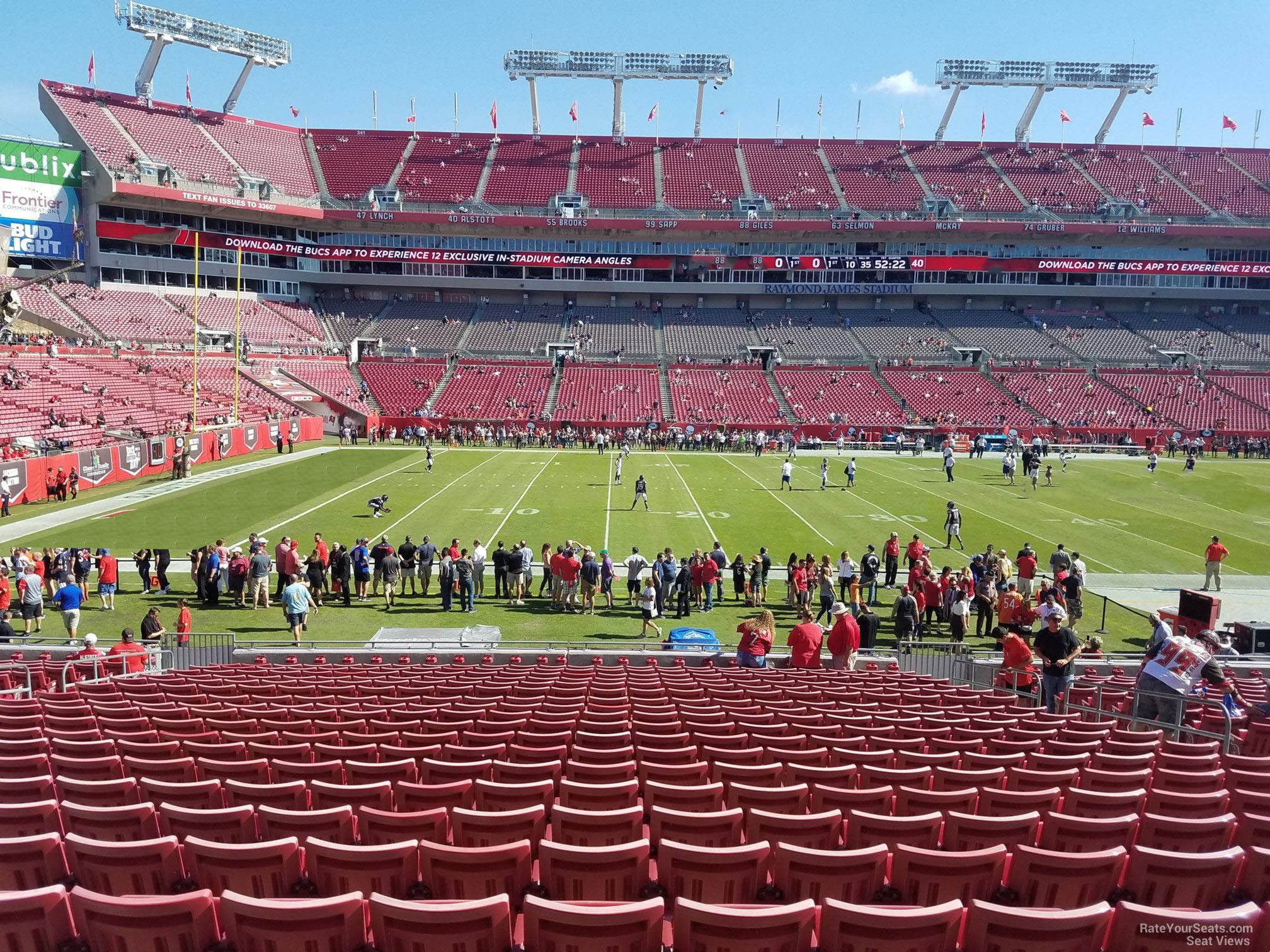 section 108, row x seat view  for football - raymond james stadium