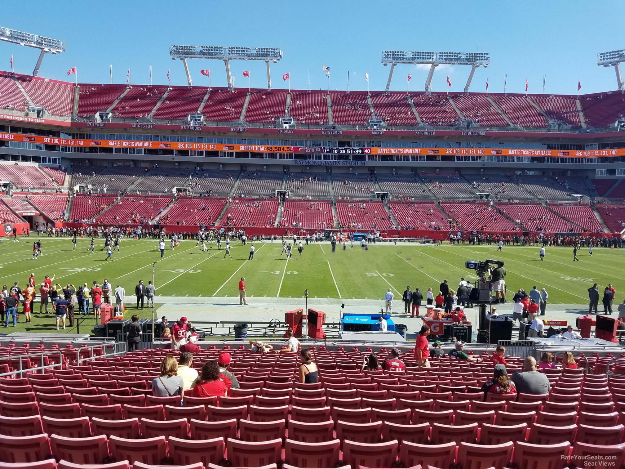 section 110, row x seat view  for football - raymond james stadium