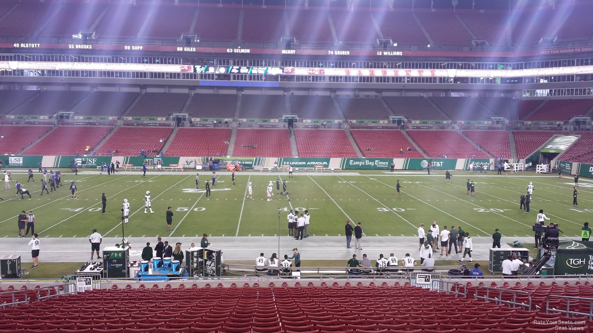 section 111, row h seat view for football - raymond james stadium