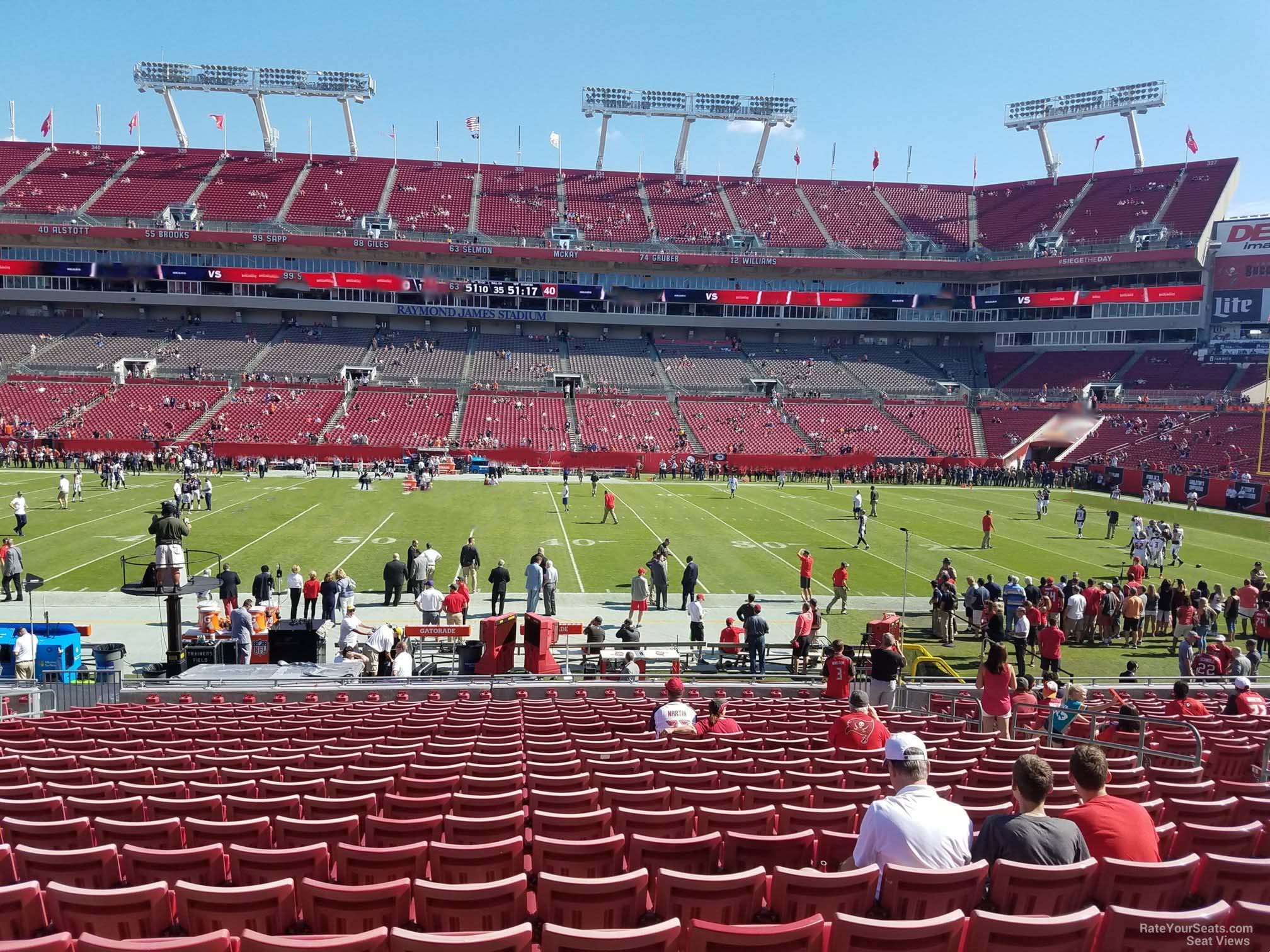 section 111, row x seat view  for football - raymond james stadium