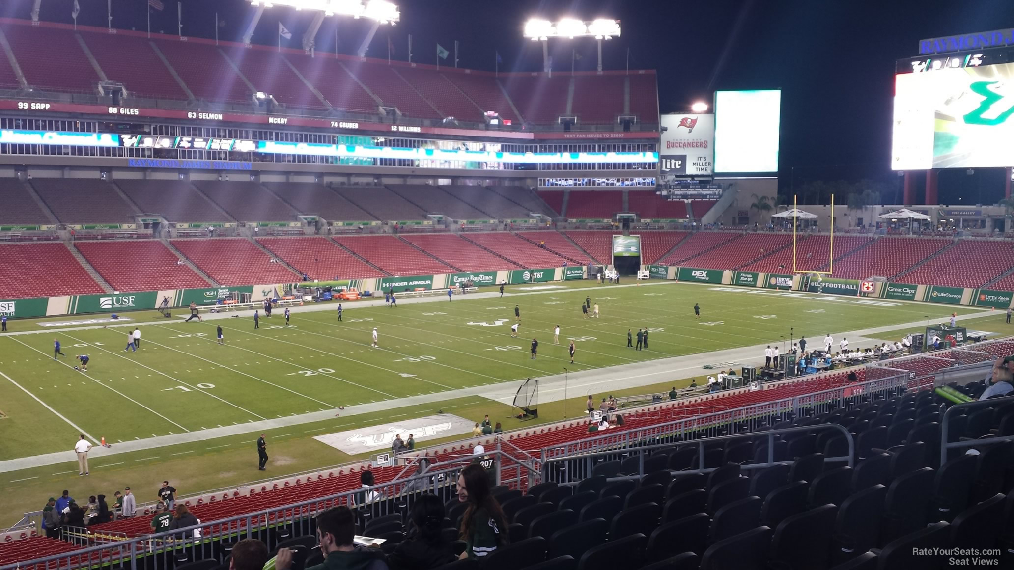 section 206, row p seat view  for football - raymond james stadium