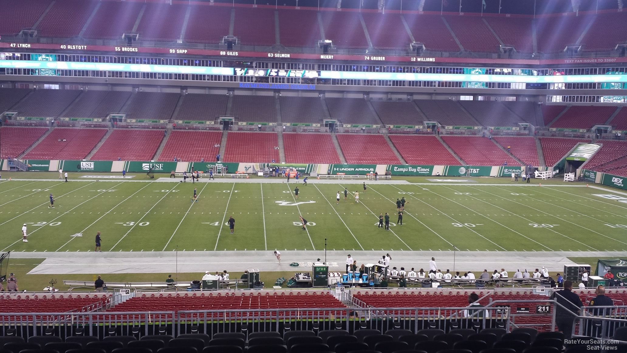 section 210, row p seat view  for football - raymond james stadium