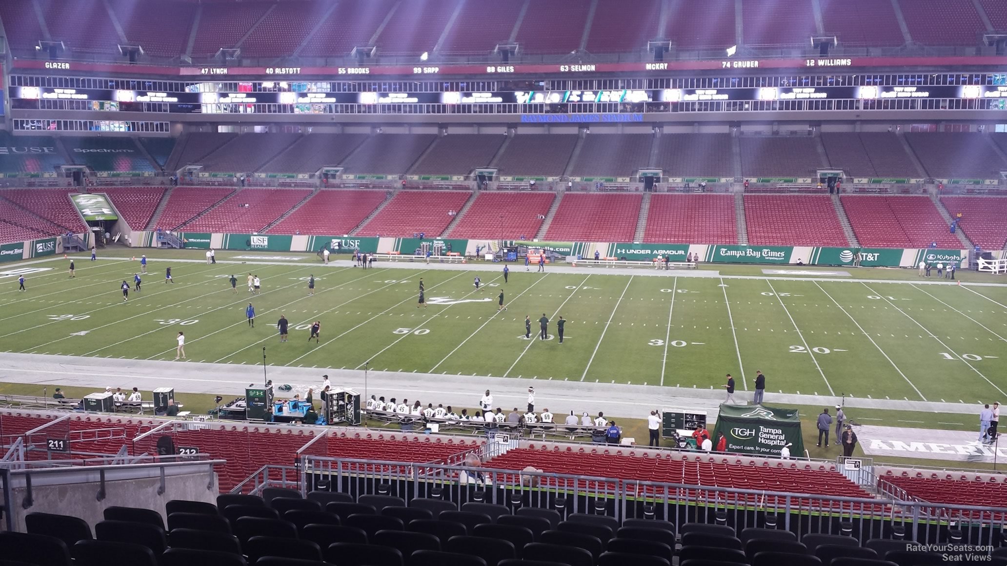 section 212, row p seat view  for football - raymond james stadium