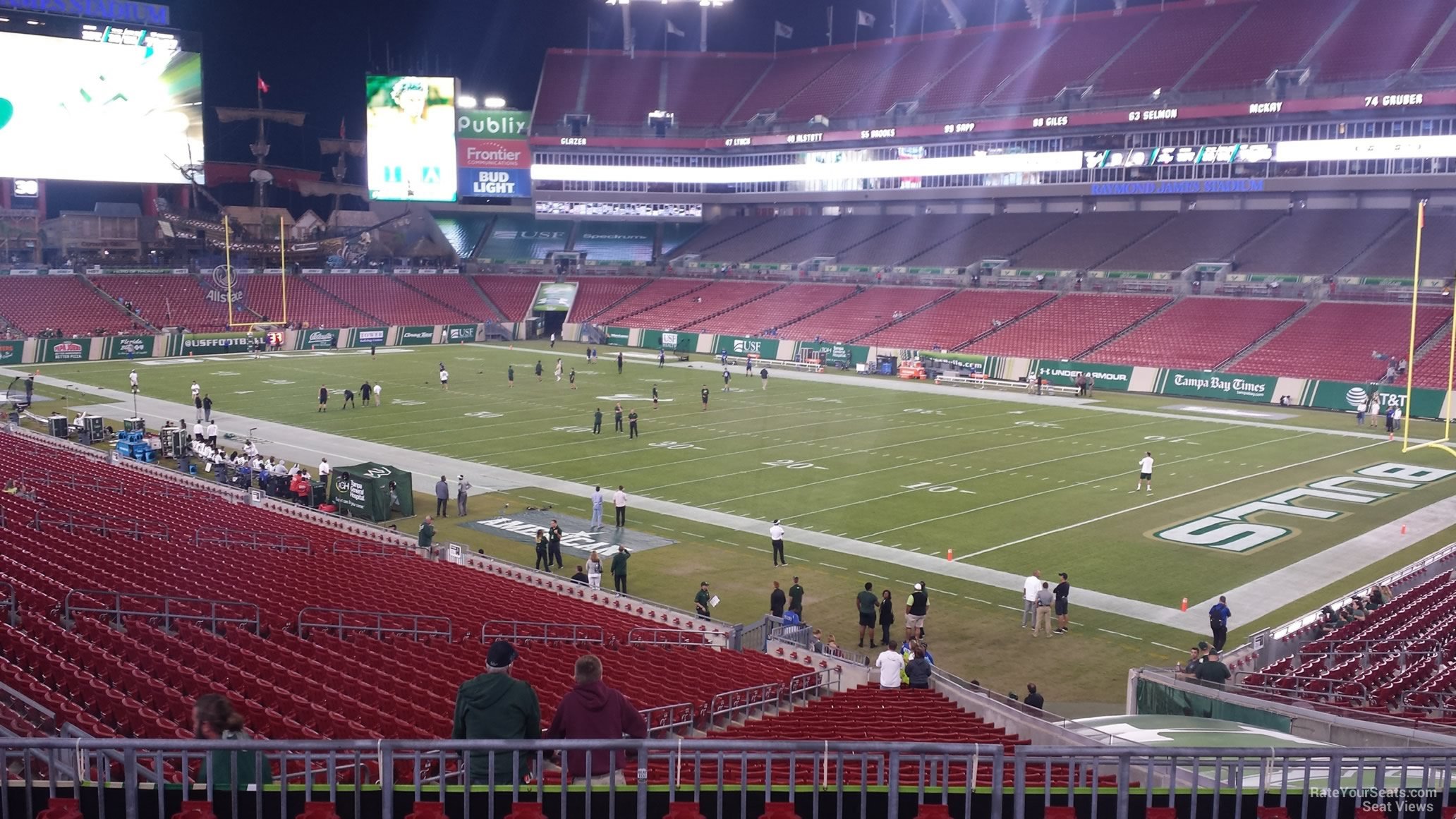 section 218, row p seat view  for football - raymond james stadium