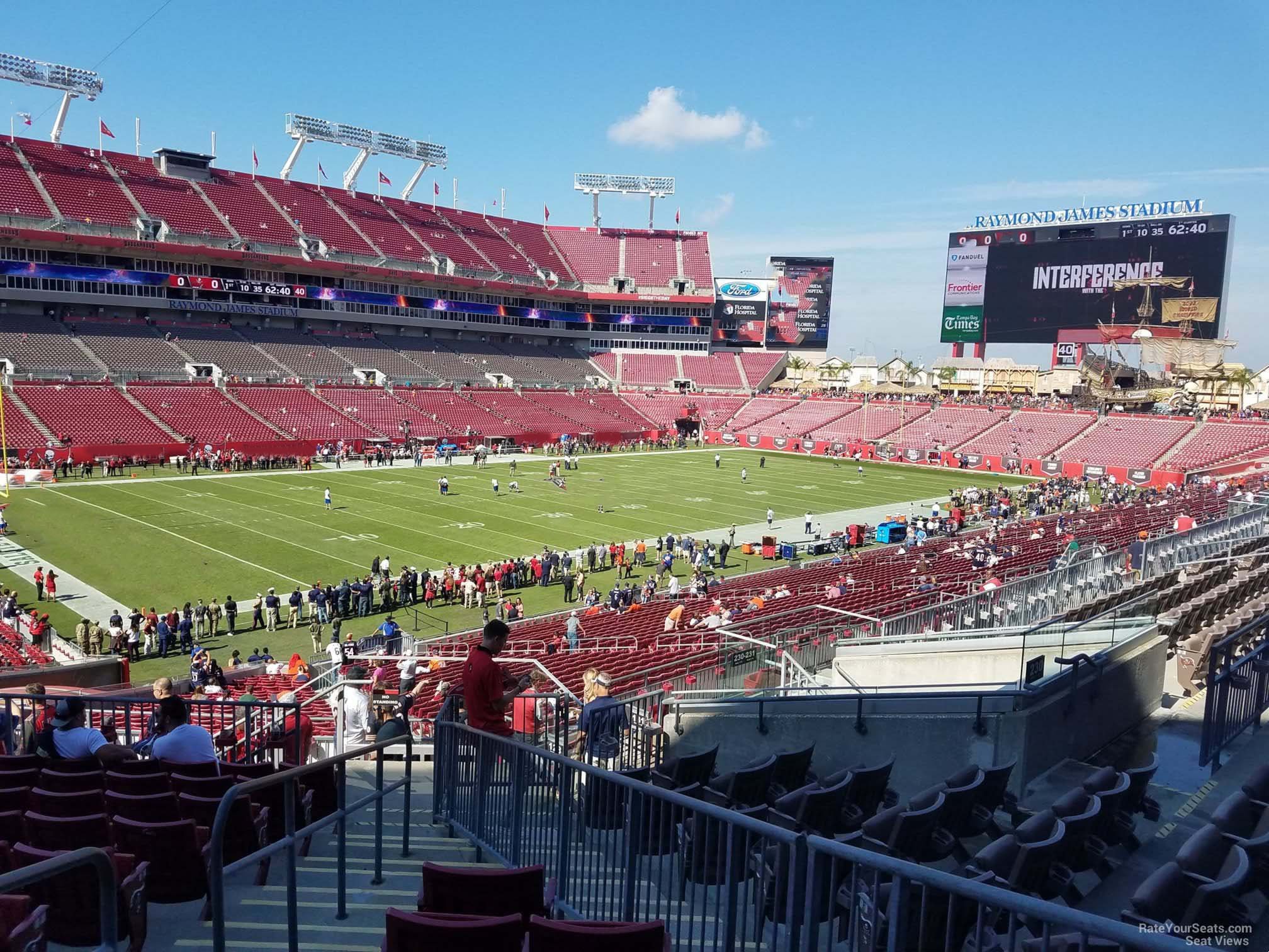 section 230, row l seat view  for football - raymond james stadium