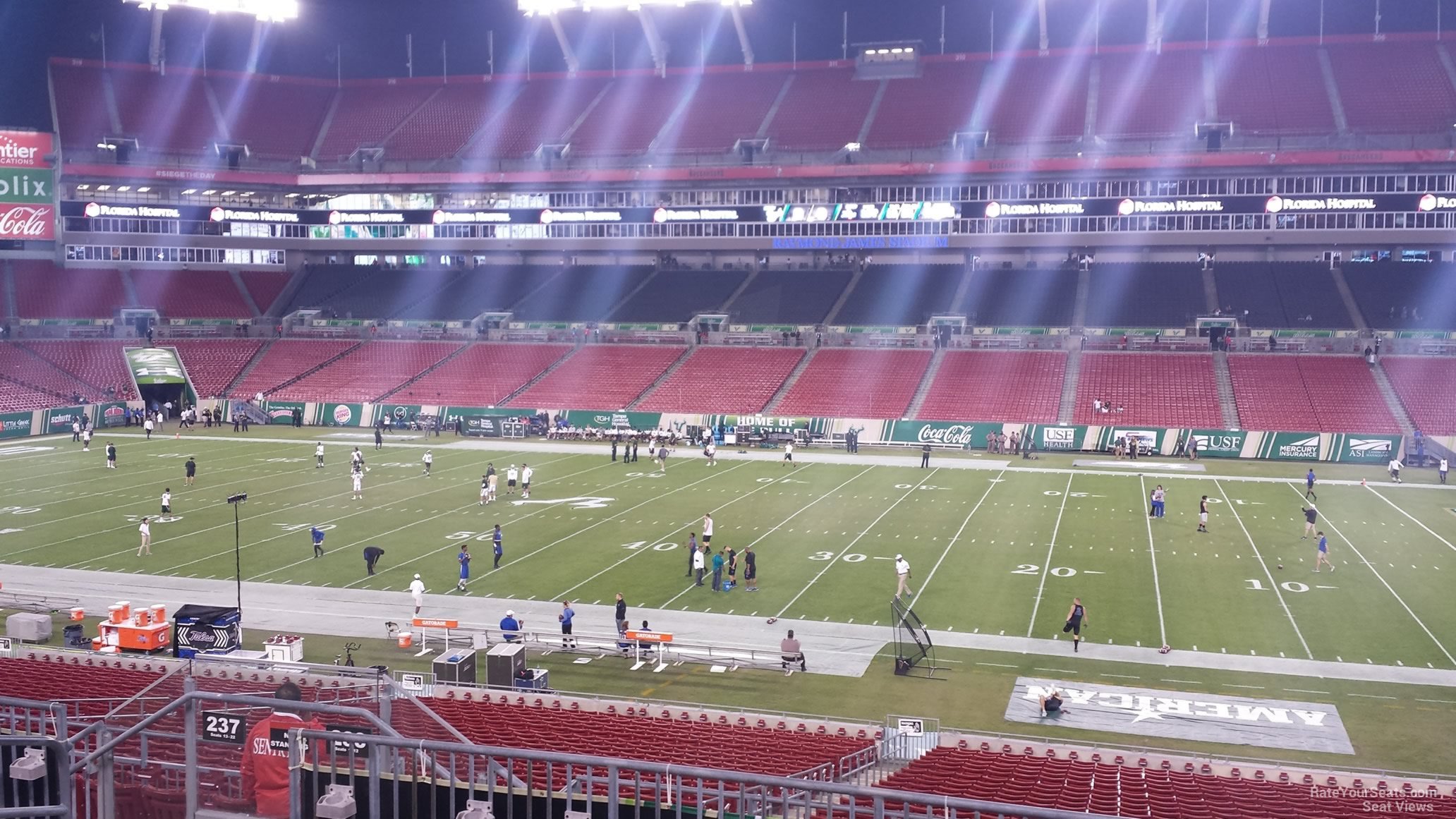 section 238, row p seat view  for football - raymond james stadium