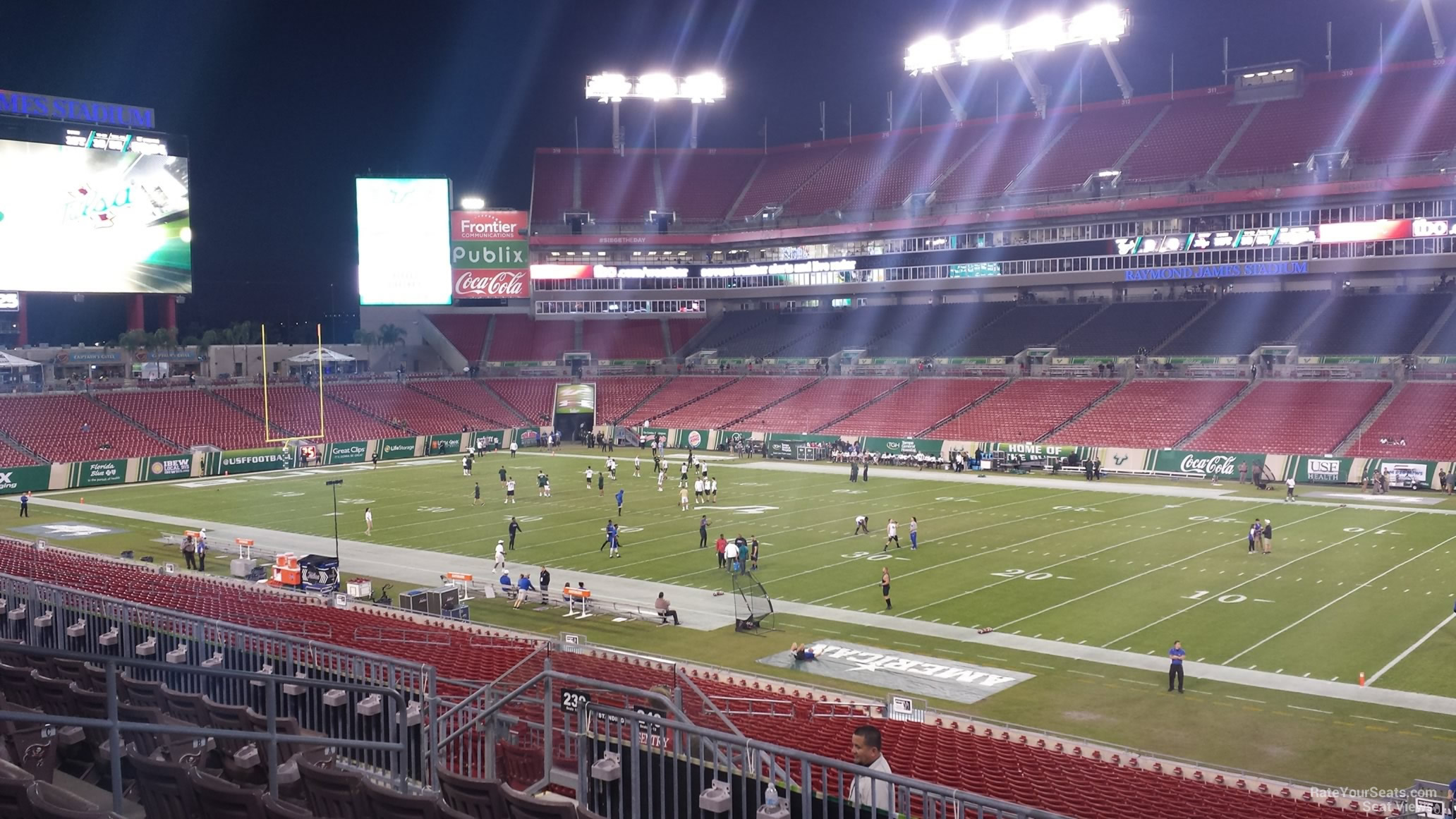 section 240, row p seat view  for football - raymond james stadium