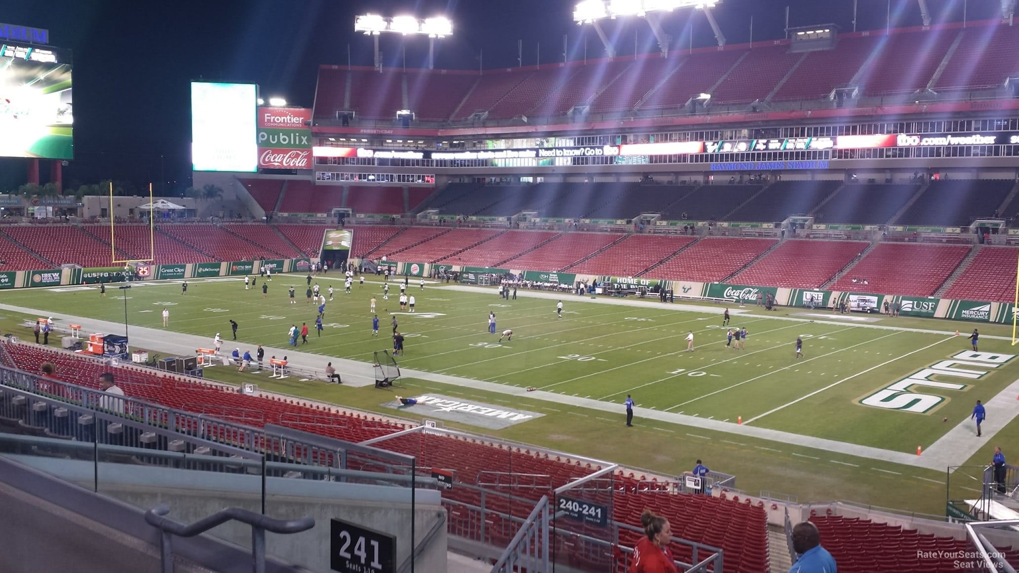 section 241, row p seat view for football - raymond james stadium