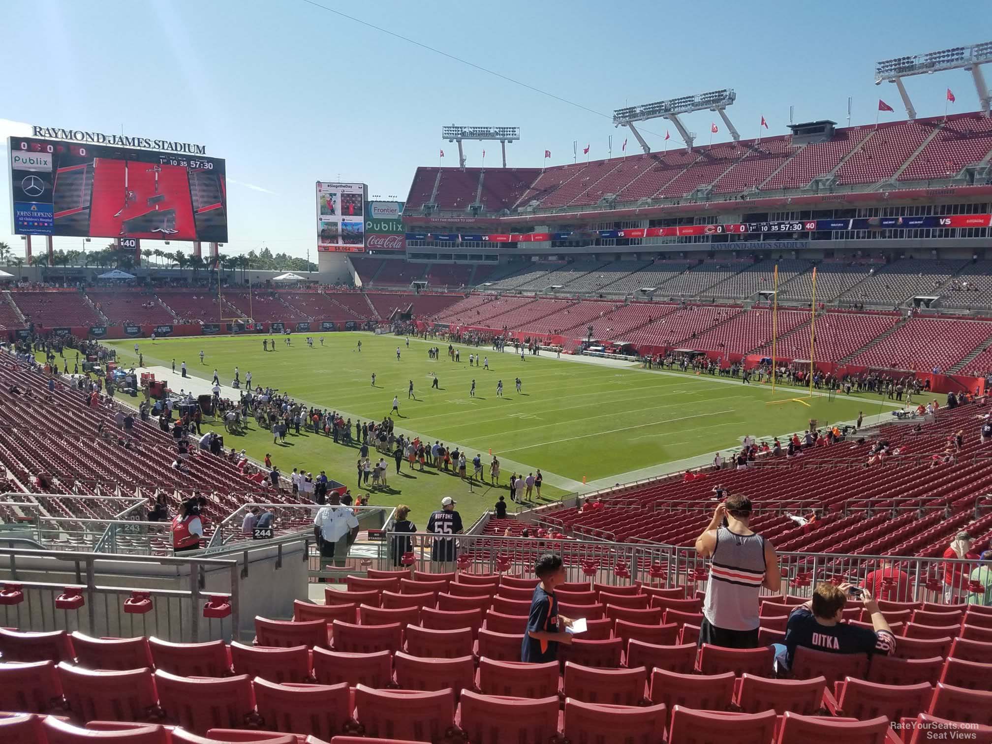 section 243, row l seat view  for football - raymond james stadium