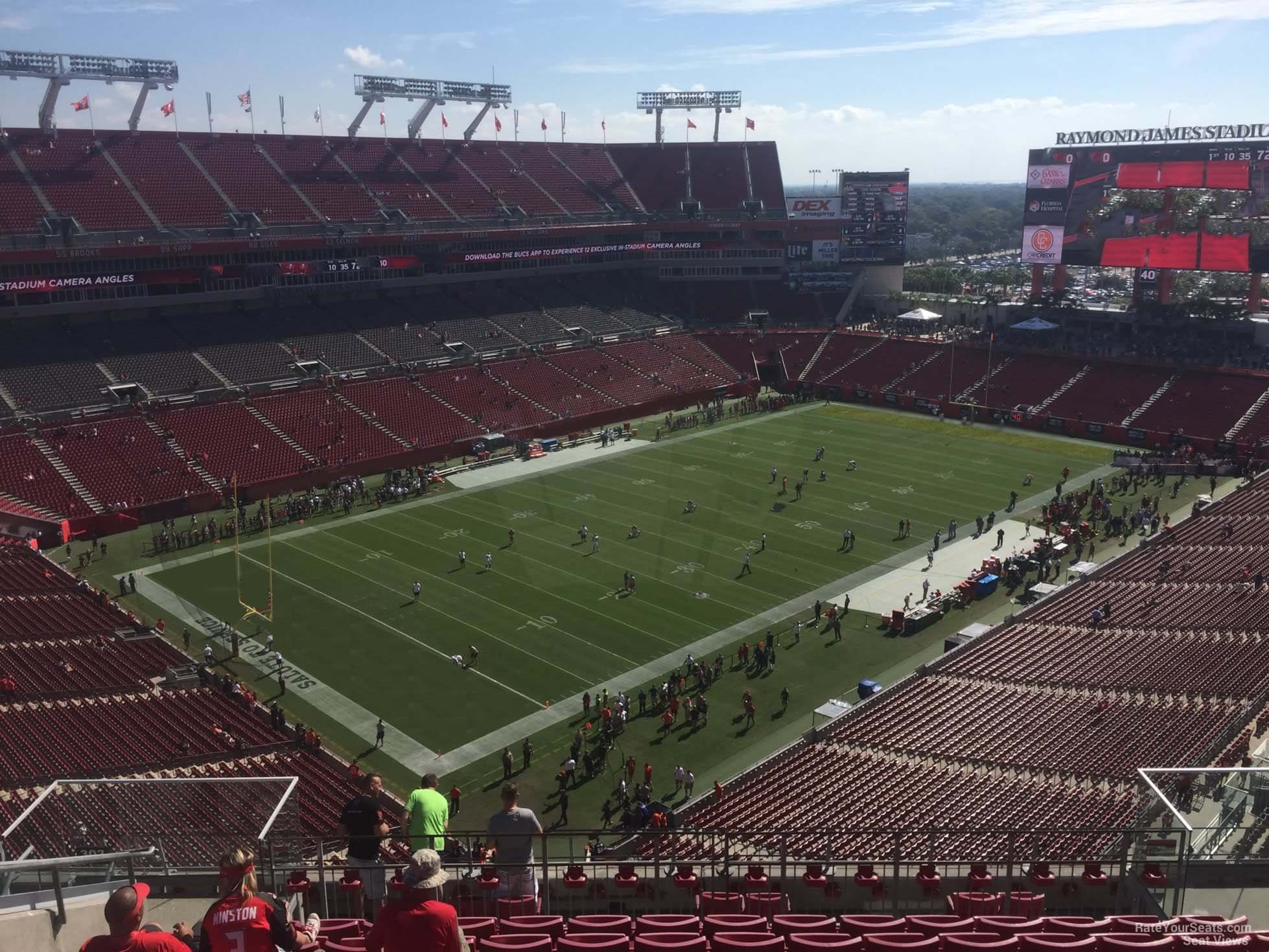 section 303, row k seat view  for football - raymond james stadium