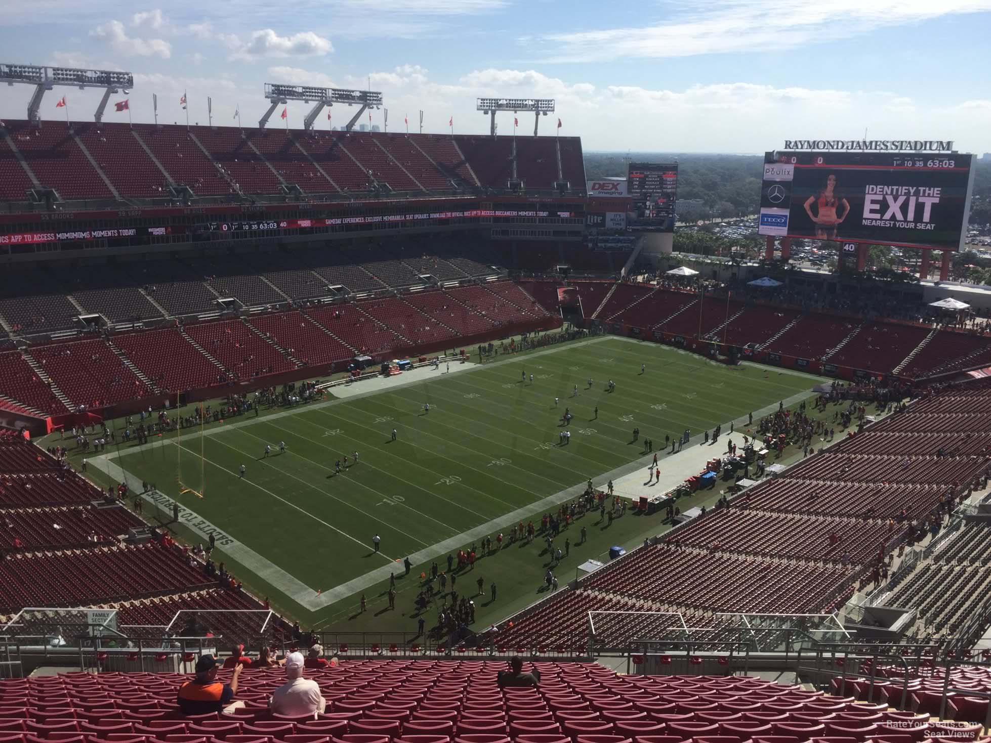 section 303, row x seat view  for football - raymond james stadium
