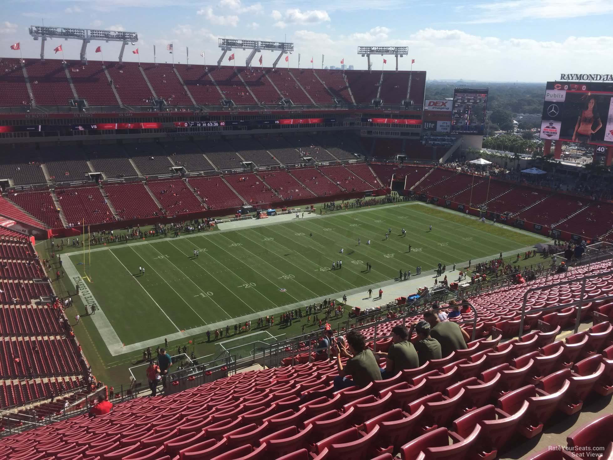 section 305, row x seat view  for football - raymond james stadium