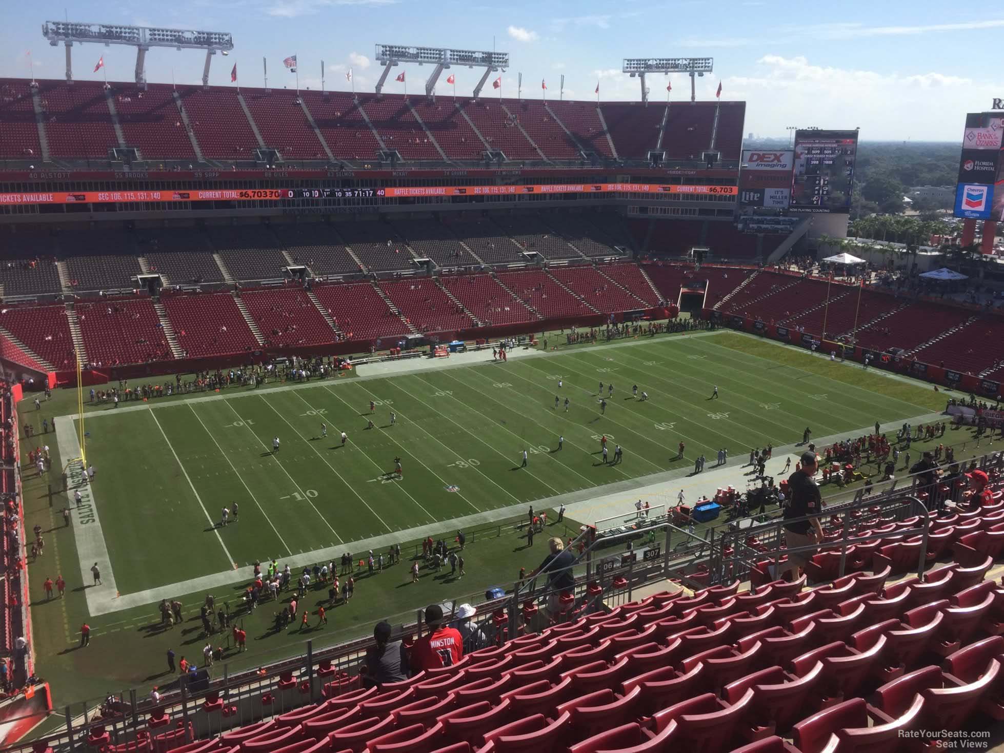 section 306, row k seat view  for football - raymond james stadium