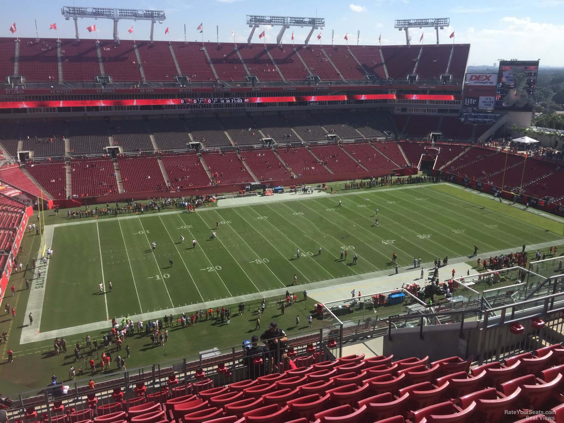 section 307, row k seat view  for football - raymond james stadium