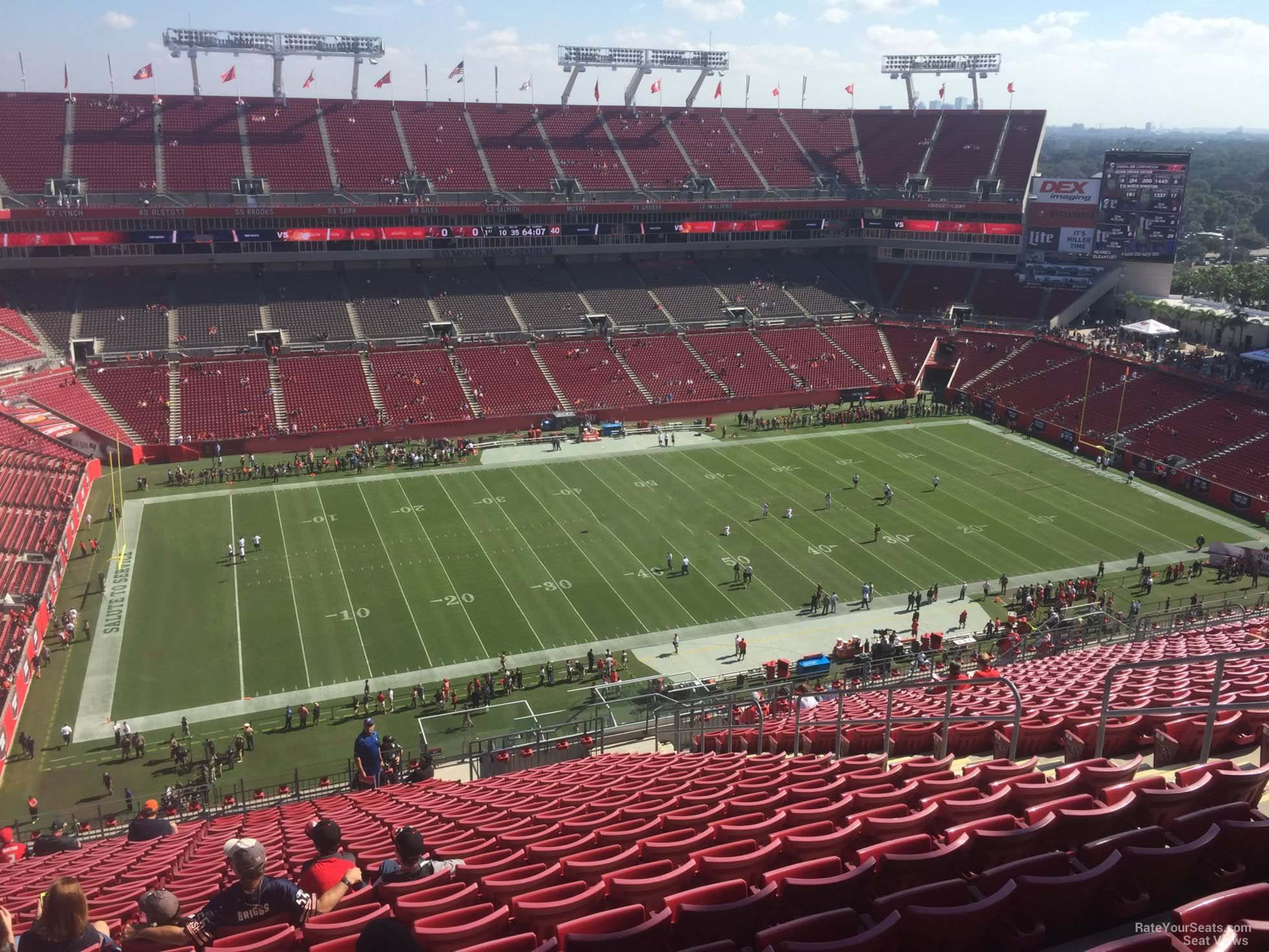section 307, row x seat view  for football - raymond james stadium