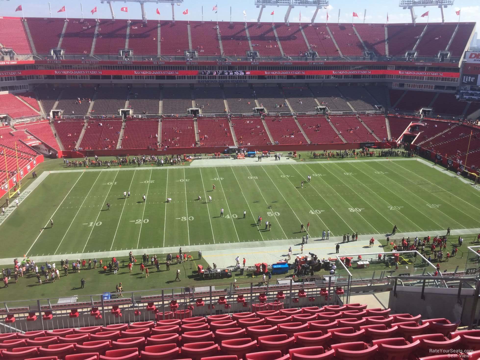 section 309, row k seat view  for football - raymond james stadium