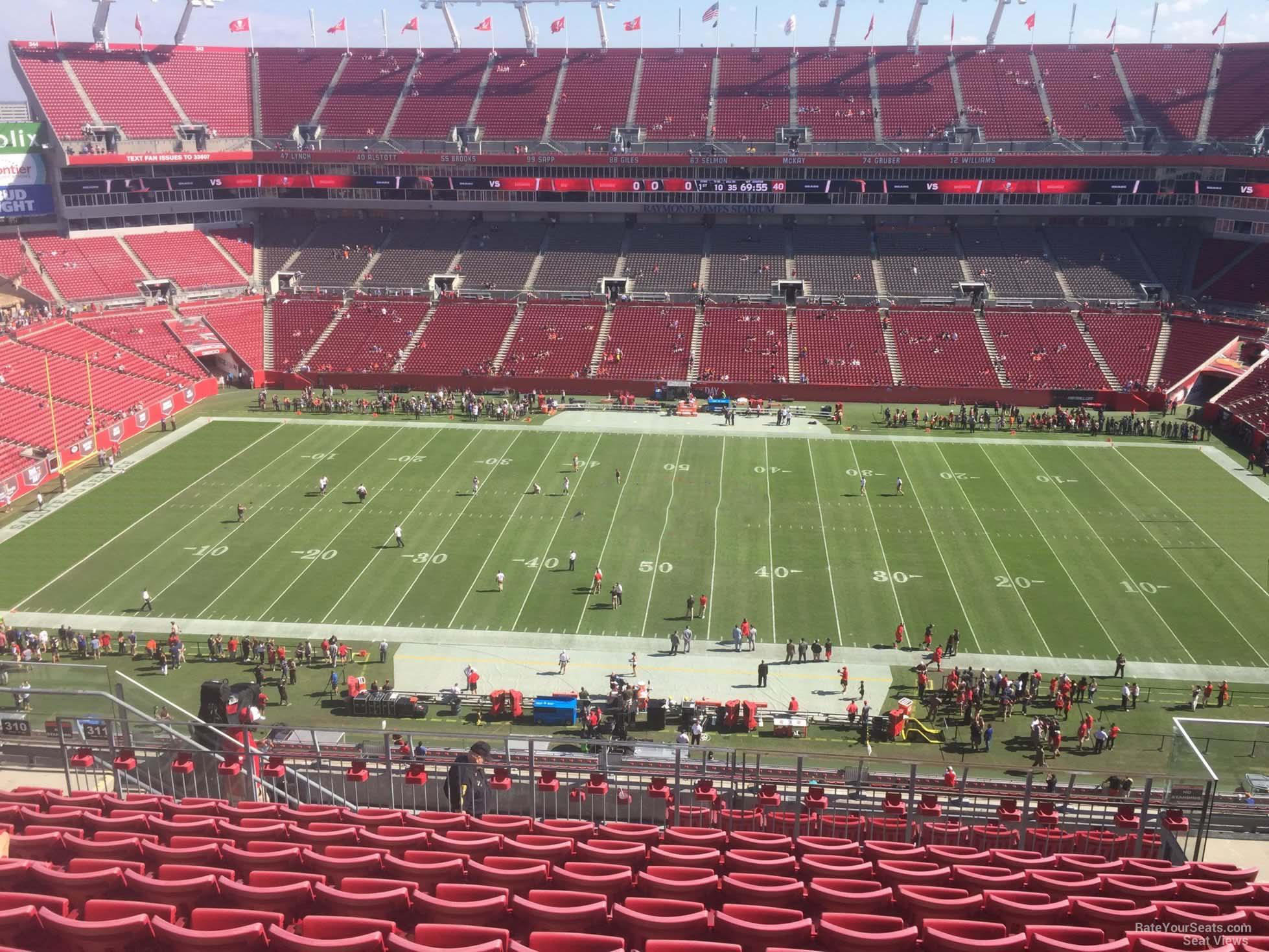 section 311, row k seat view  for football - raymond james stadium