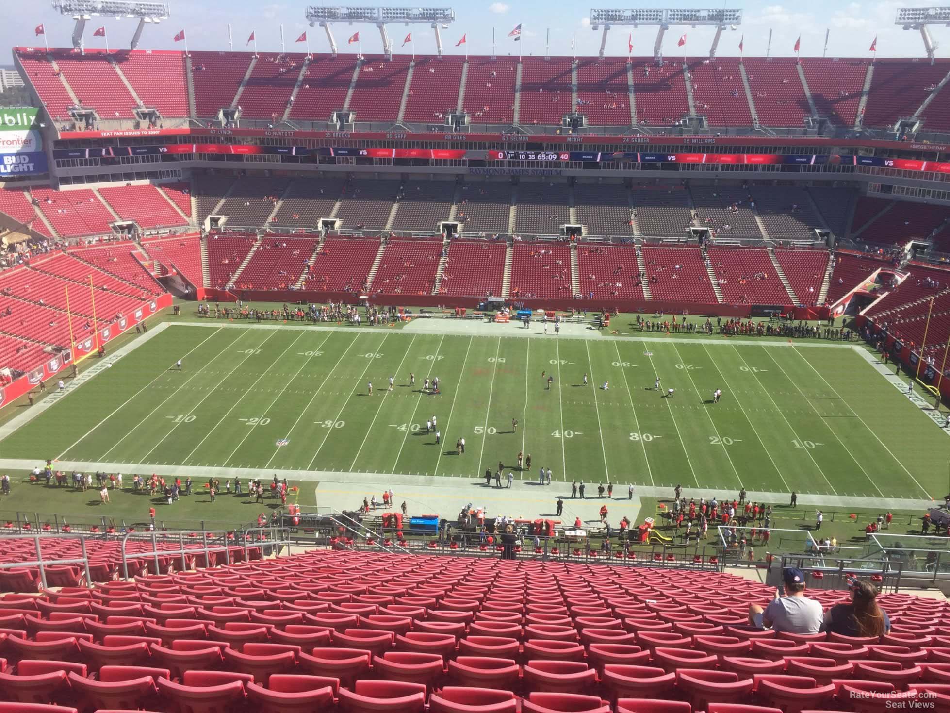 section 311, row x seat view for football - raymond james stadium