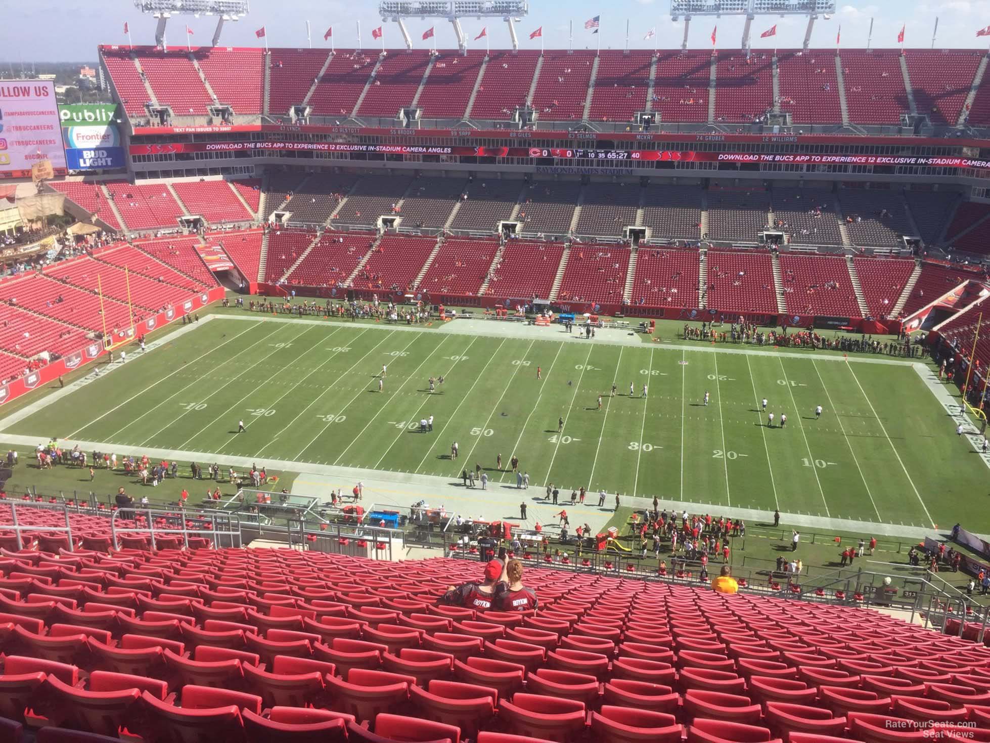 section 312, row x seat view  for football - raymond james stadium