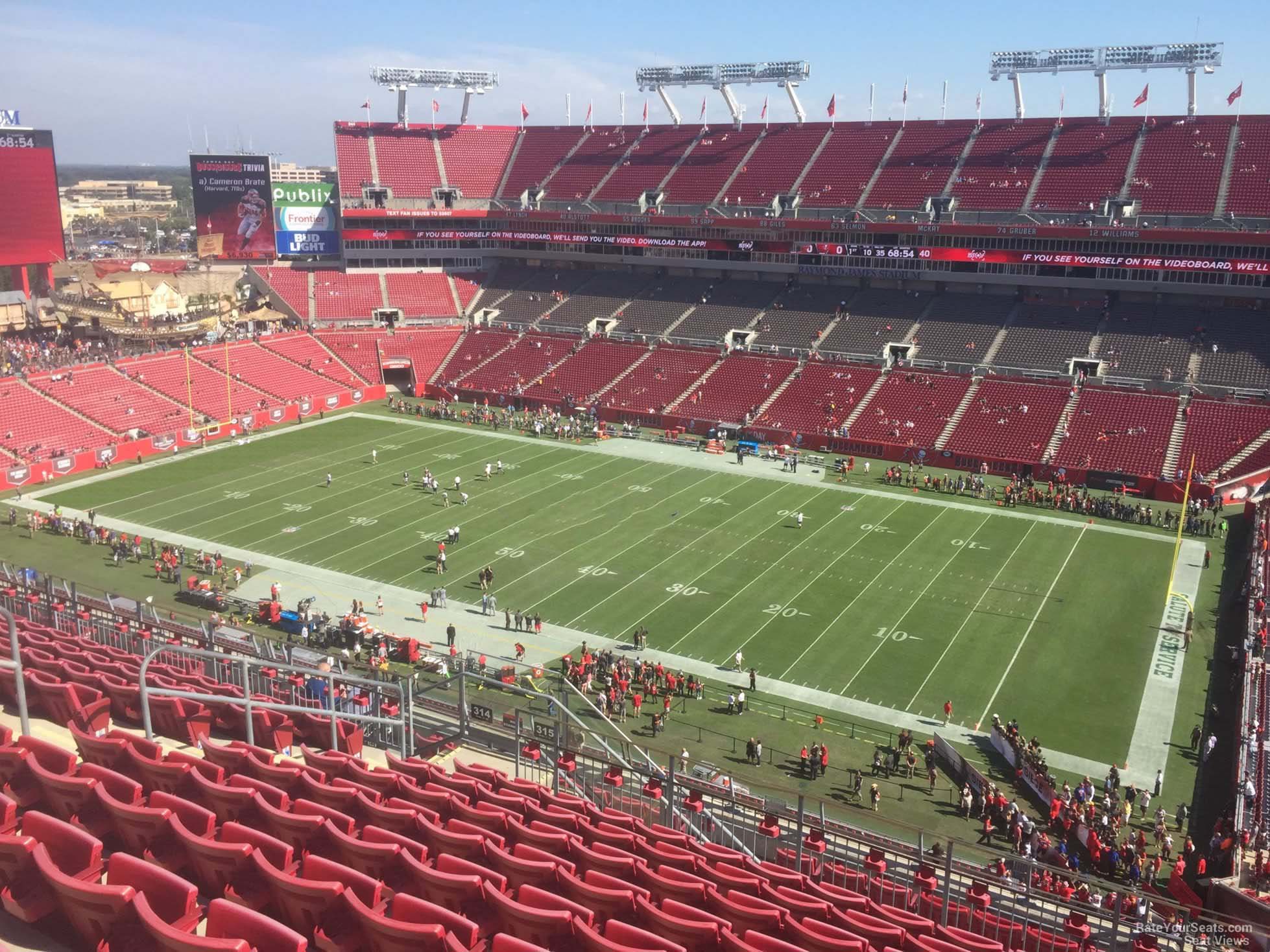 section 315, row k seat view  for football - raymond james stadium