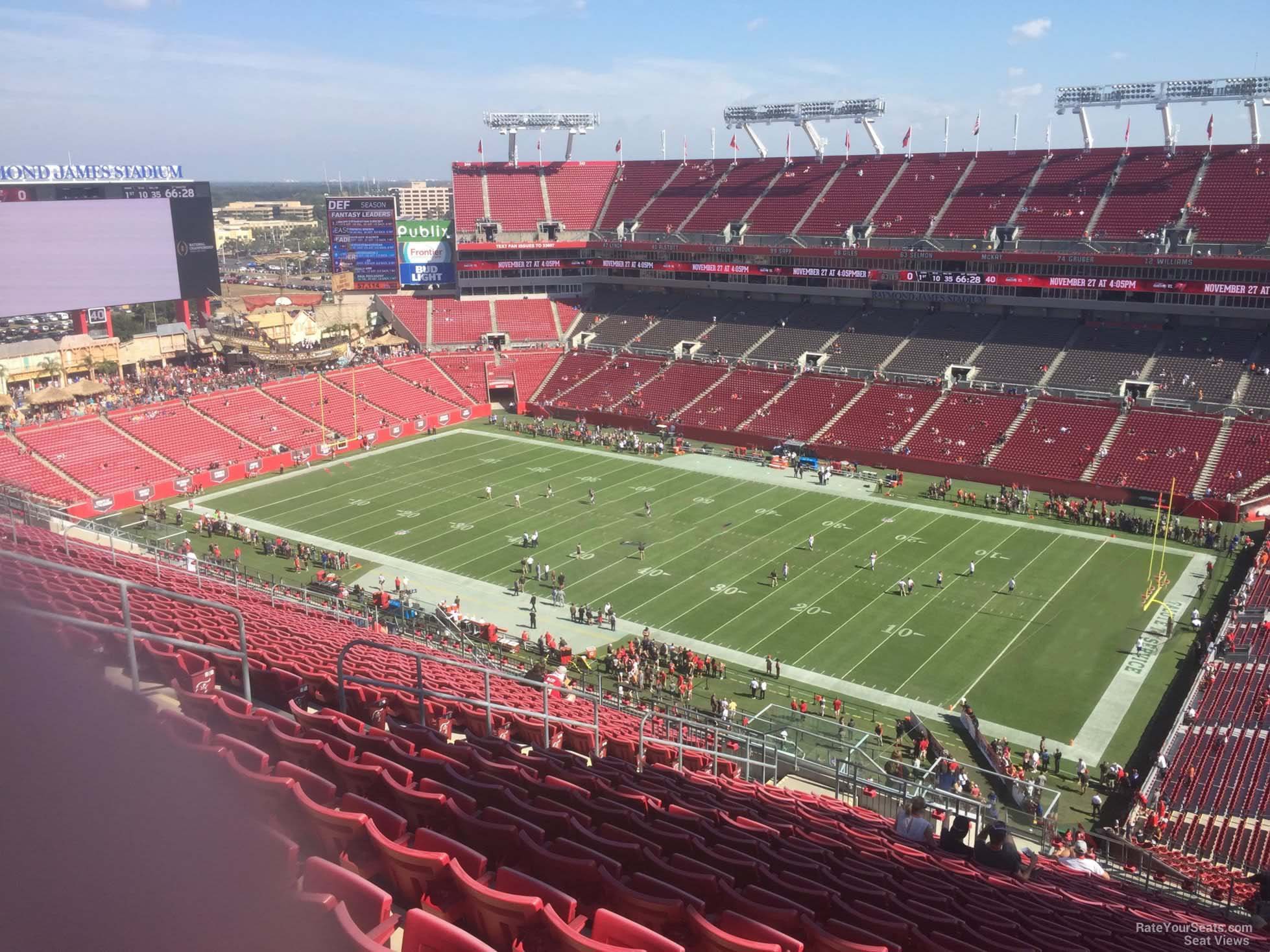 section 316, row x seat view  for football - raymond james stadium