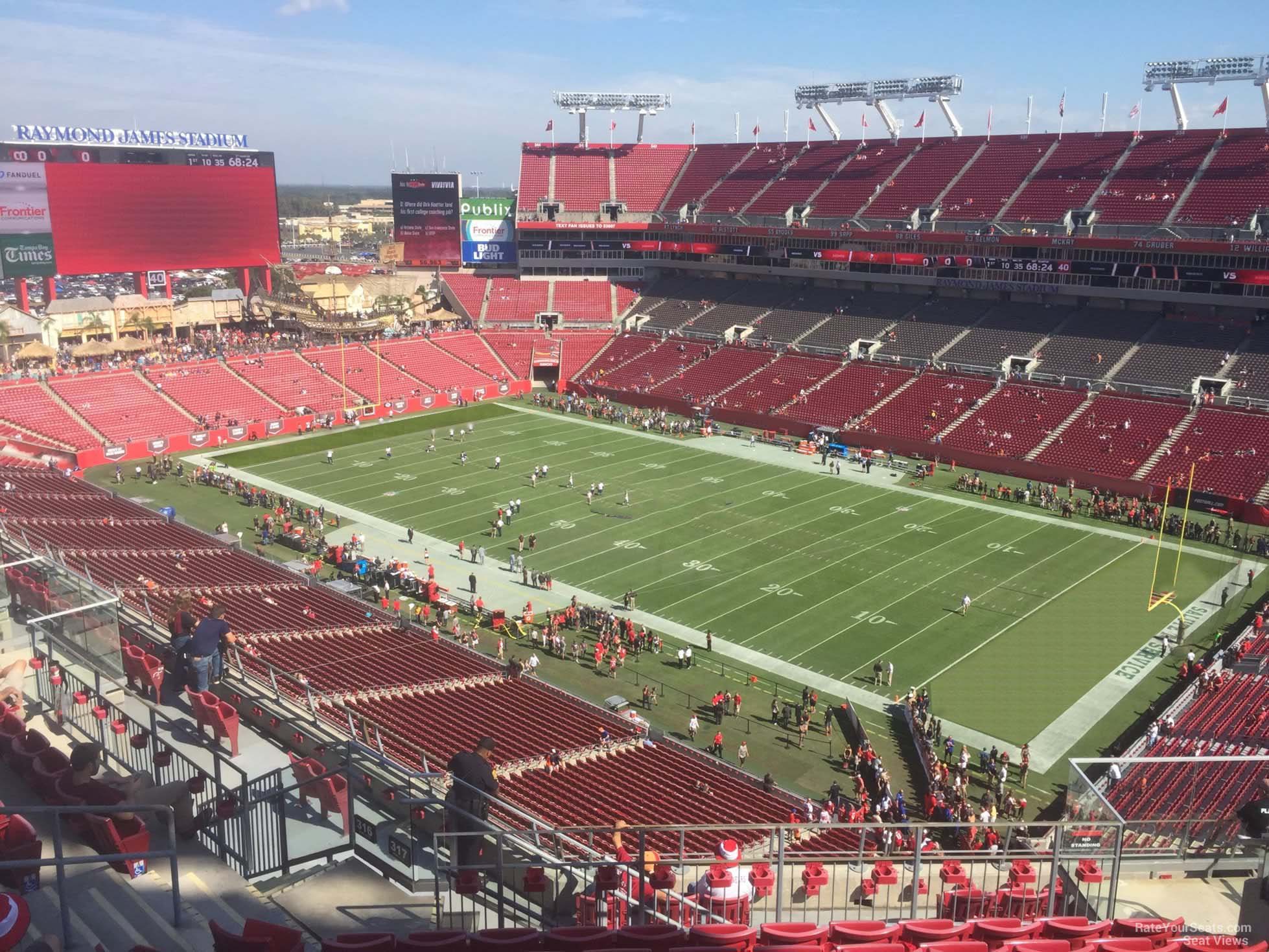 section 317, row k seat view  for football - raymond james stadium