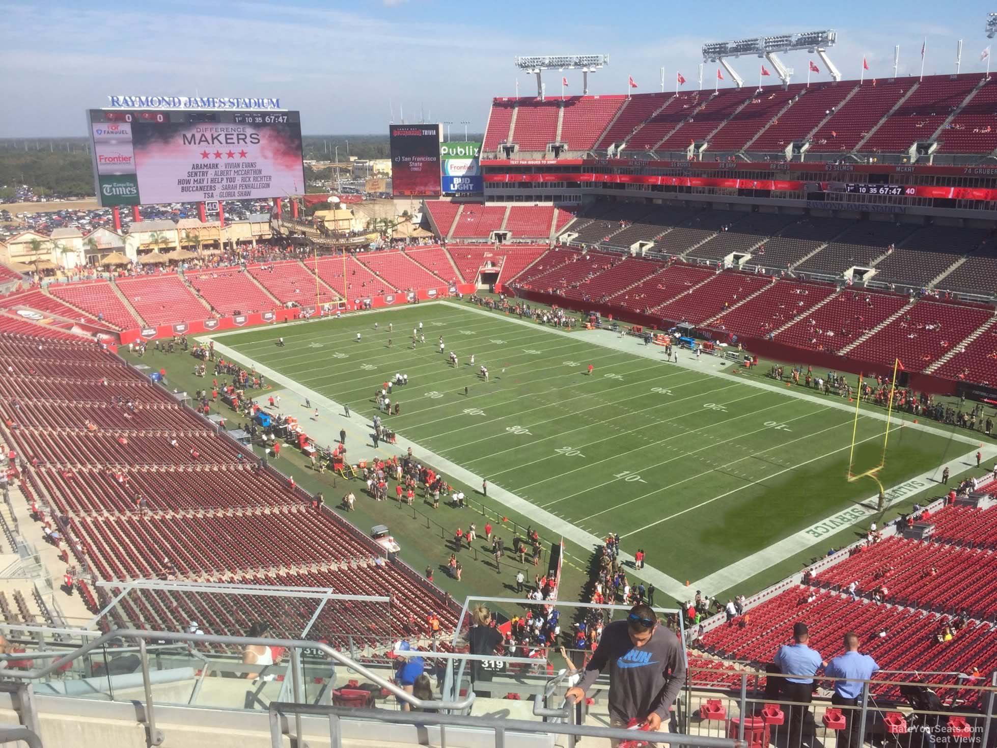 section 319, row k seat view  for football - raymond james stadium