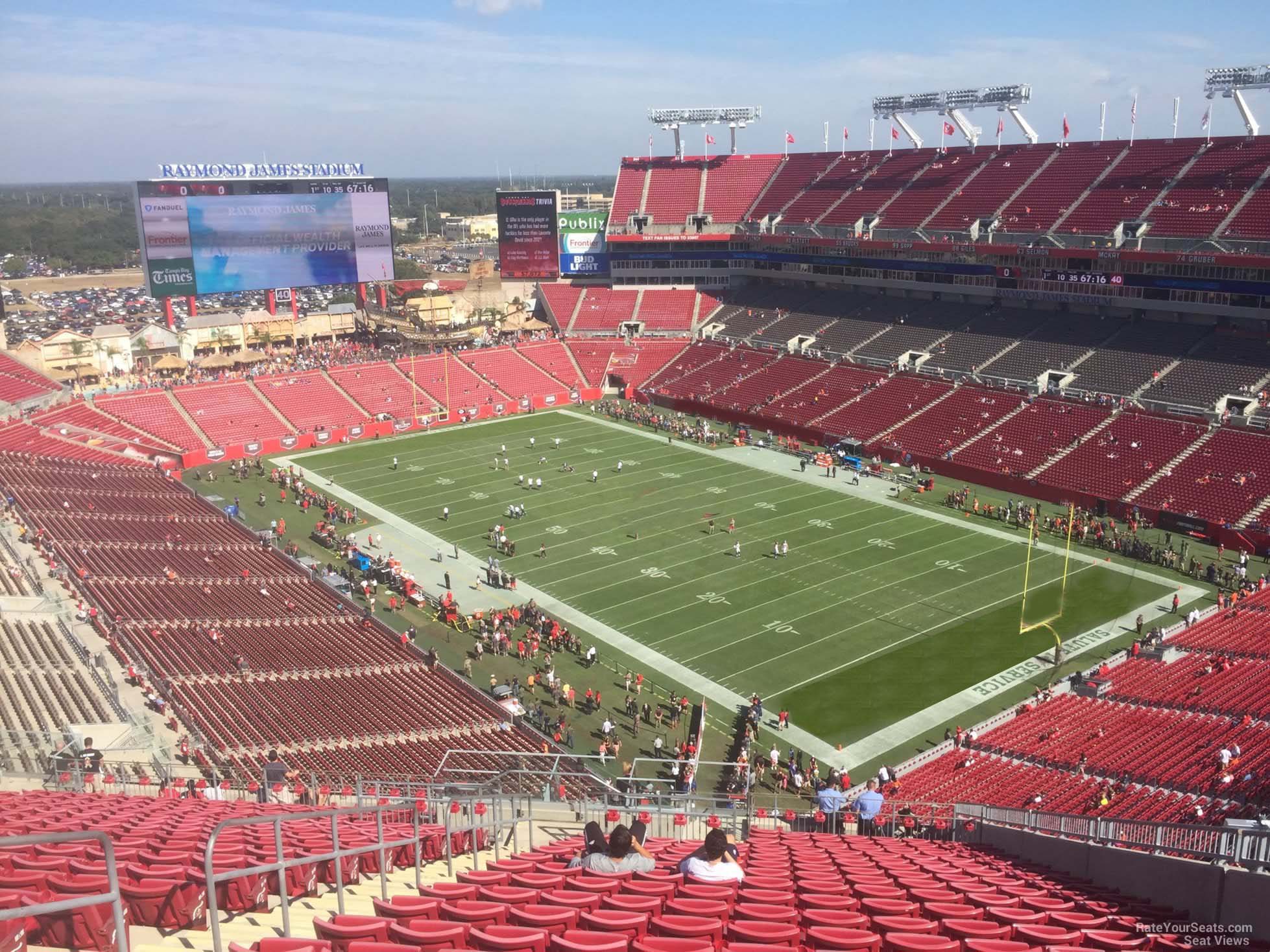 section 319, row x seat view  for football - raymond james stadium