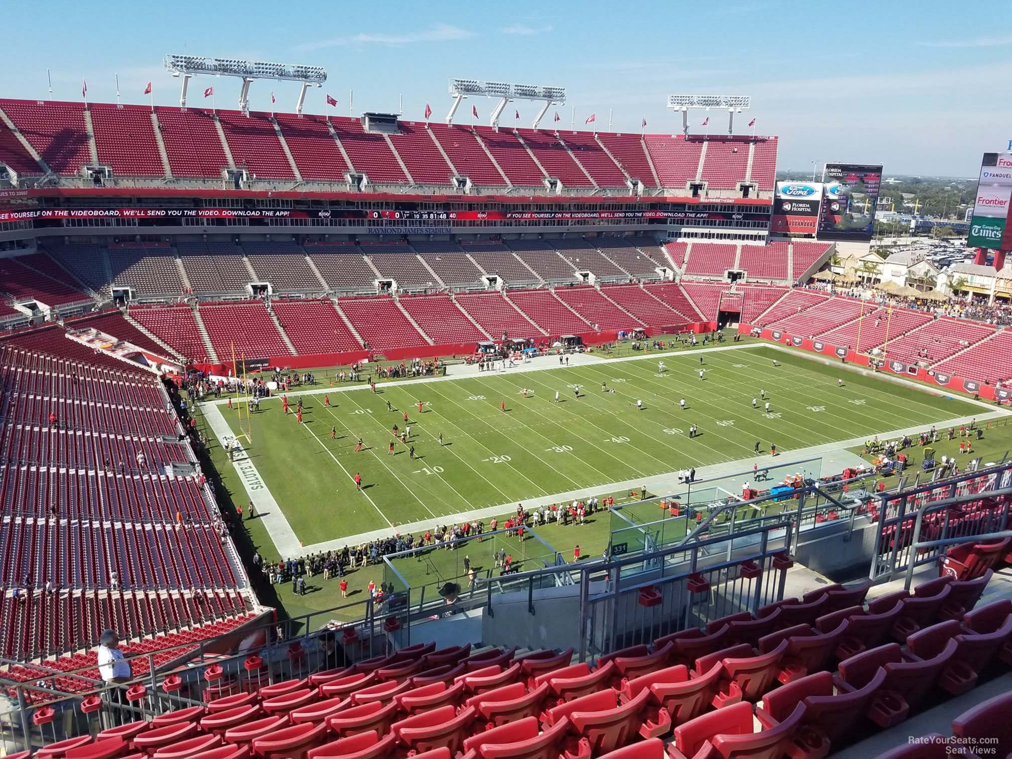 section 330, row k seat view for football - raymond james stadium