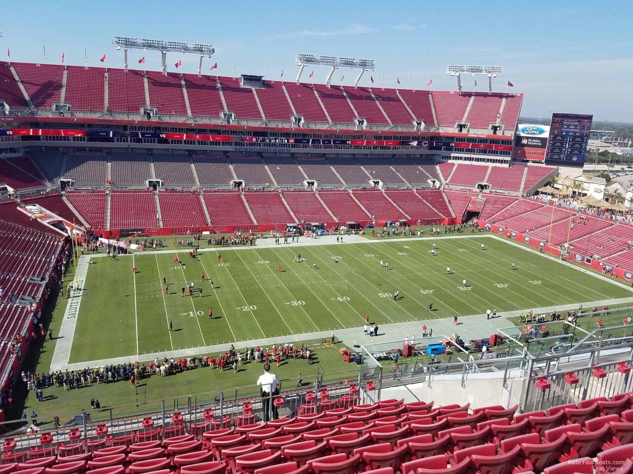 section 332, row k seat view for football - raymond james stadium