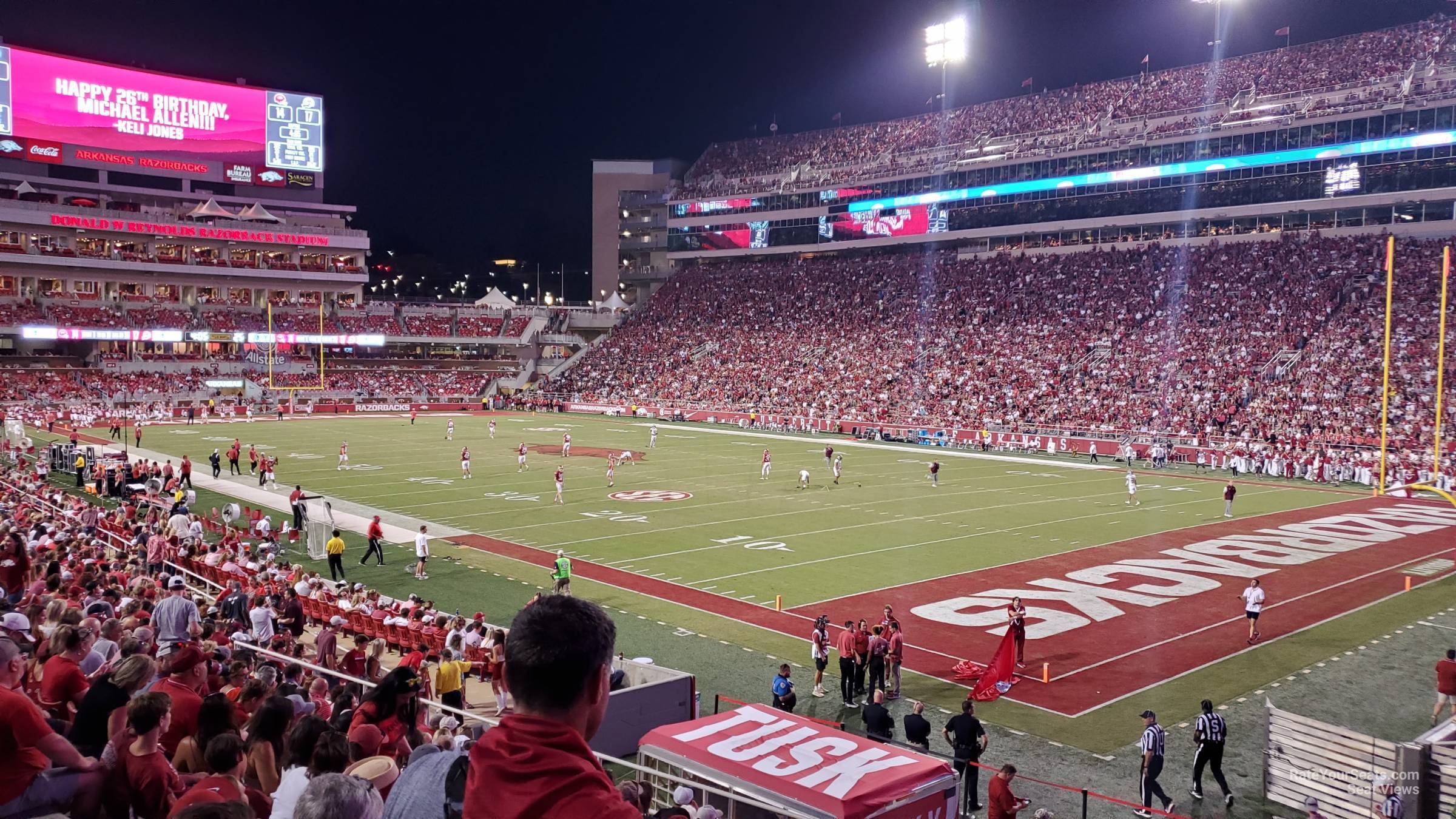 section 101, row 17 seat view  - razorback stadium