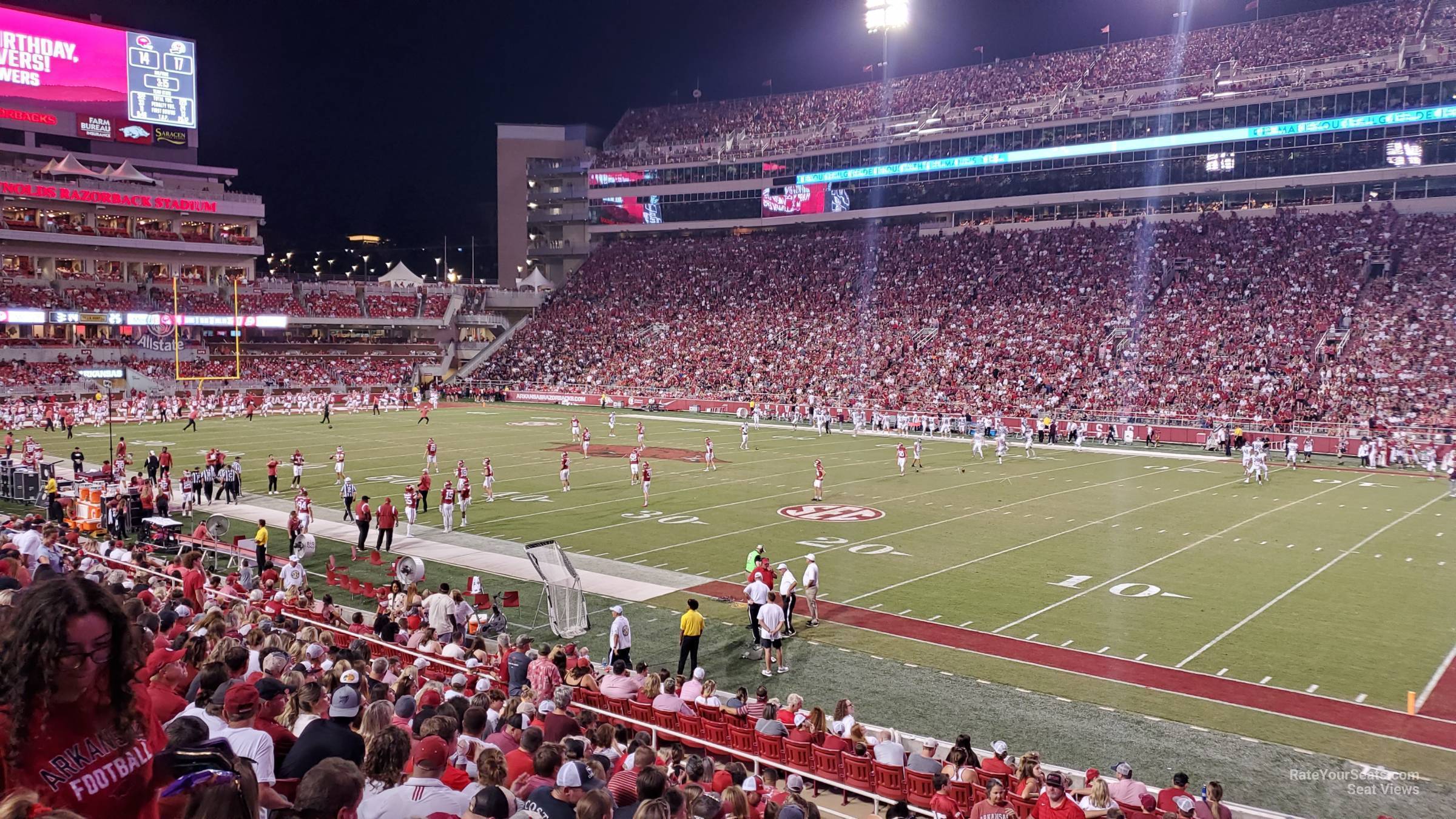 section 102, row 17 seat view  - razorback stadium