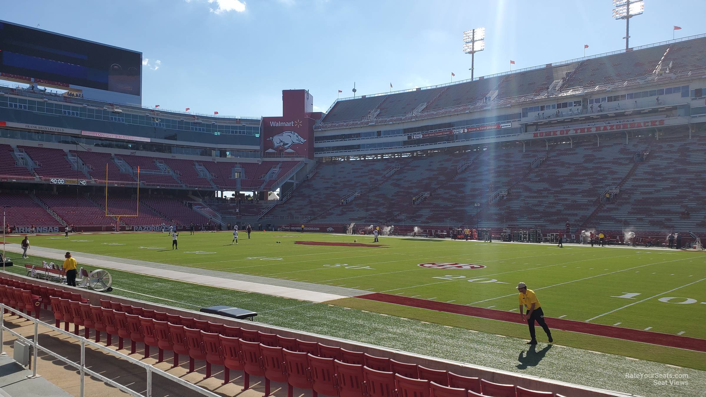 section 121, row 2 seat view  for football - razorback stadium
