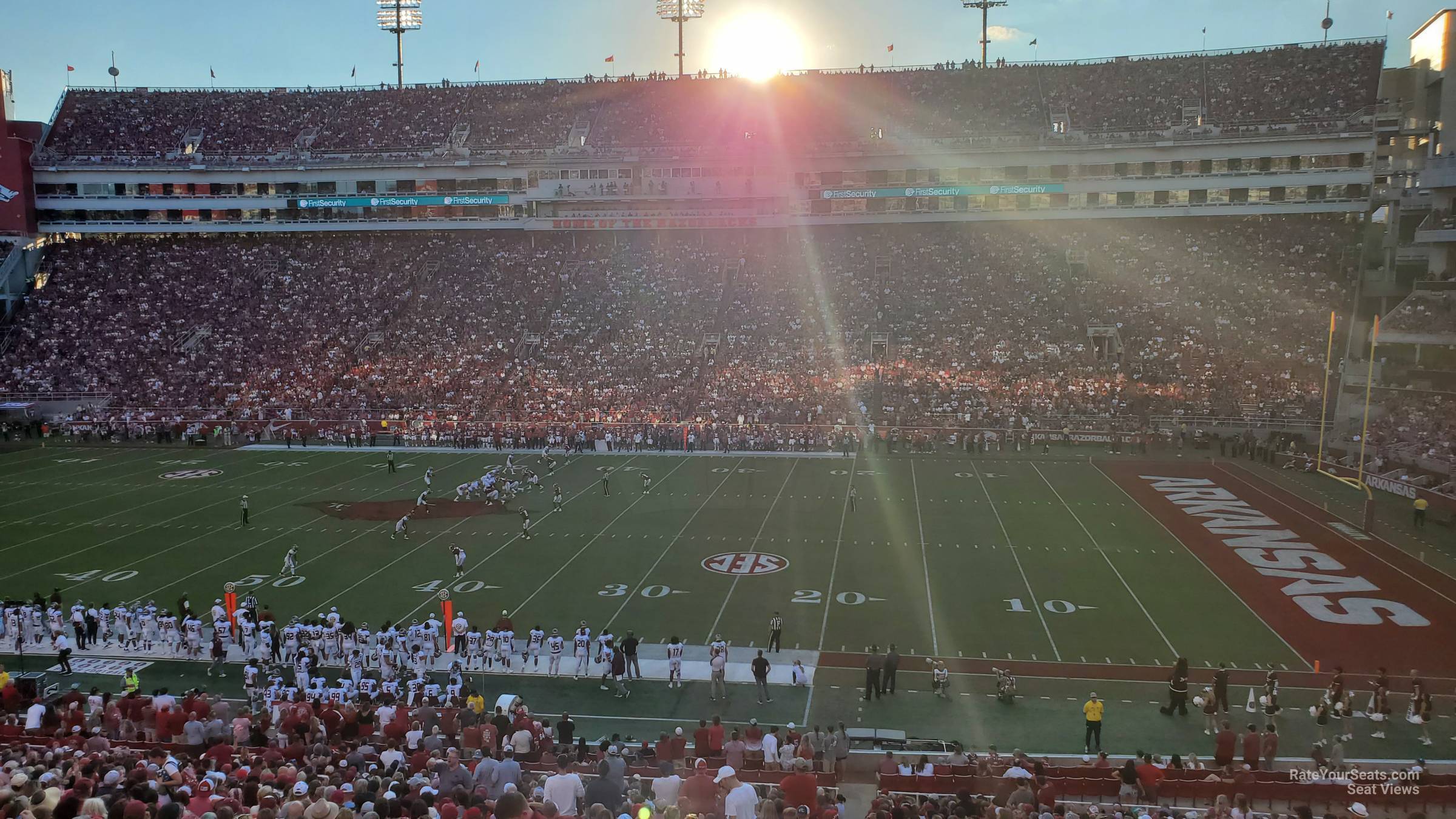 section 121, row 37 seat view  for football - razorback stadium