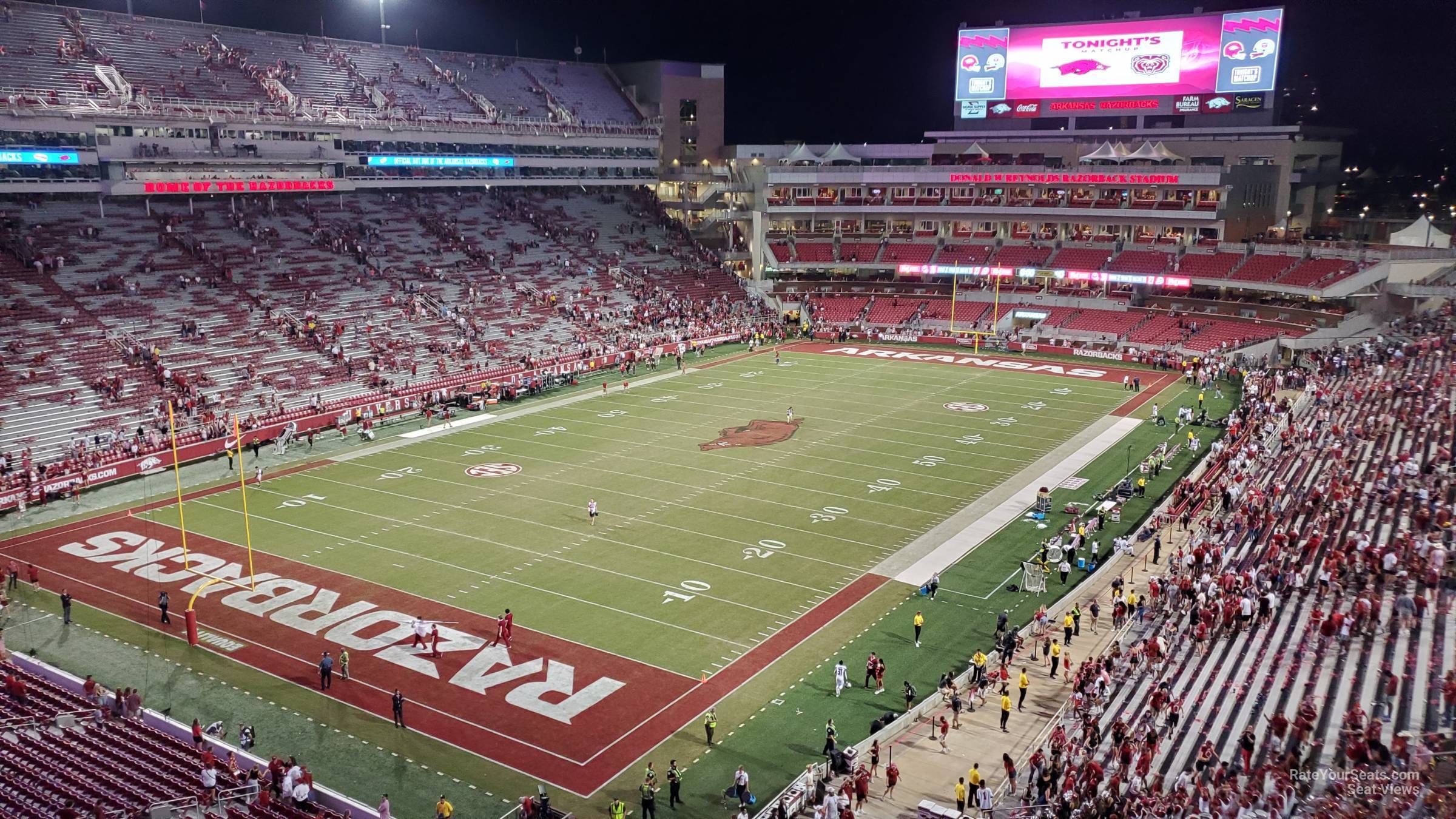 section 476, row 1 seat view  for football - razorback stadium