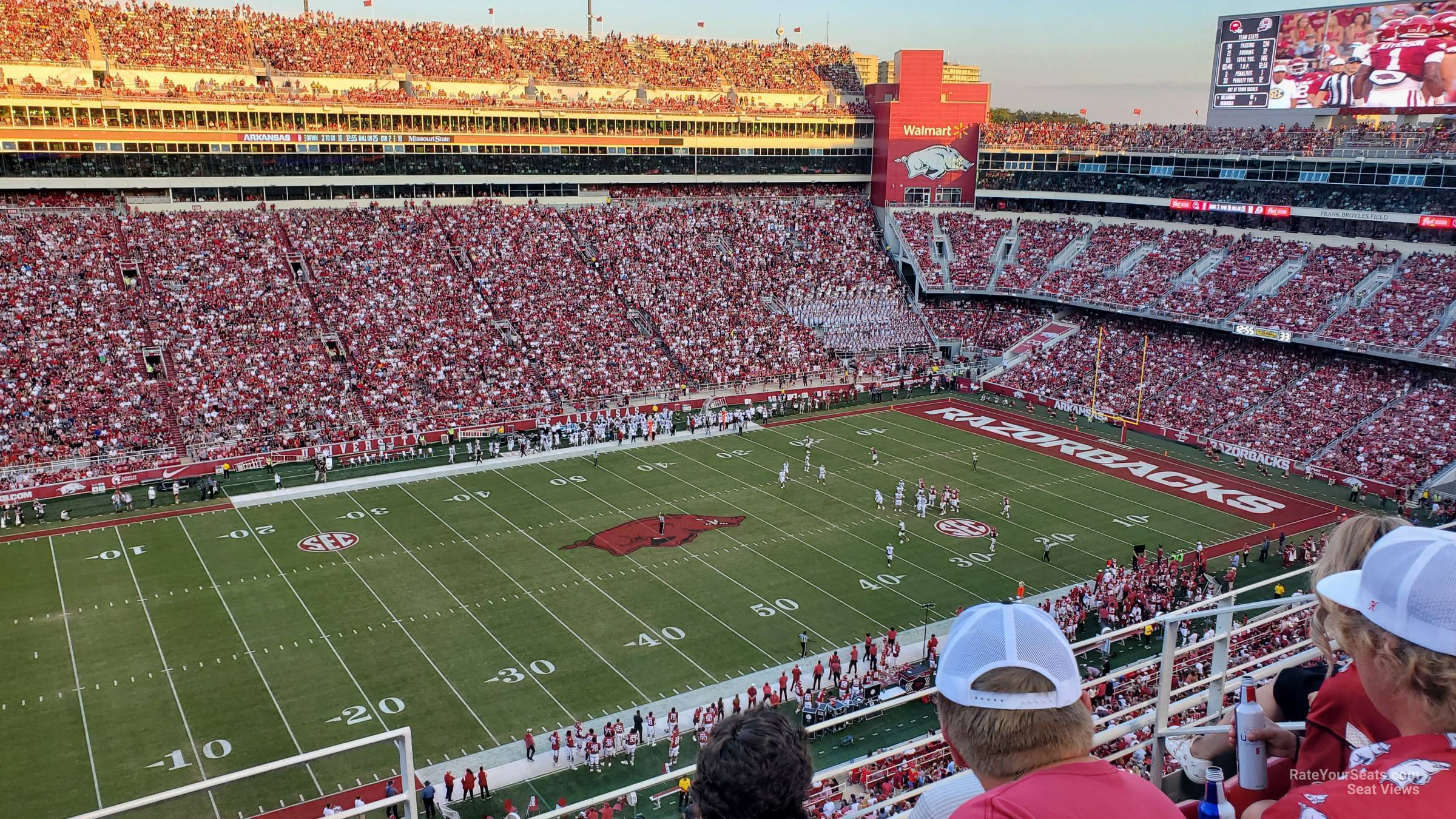 section 506, row 1 seat view  - razorback stadium